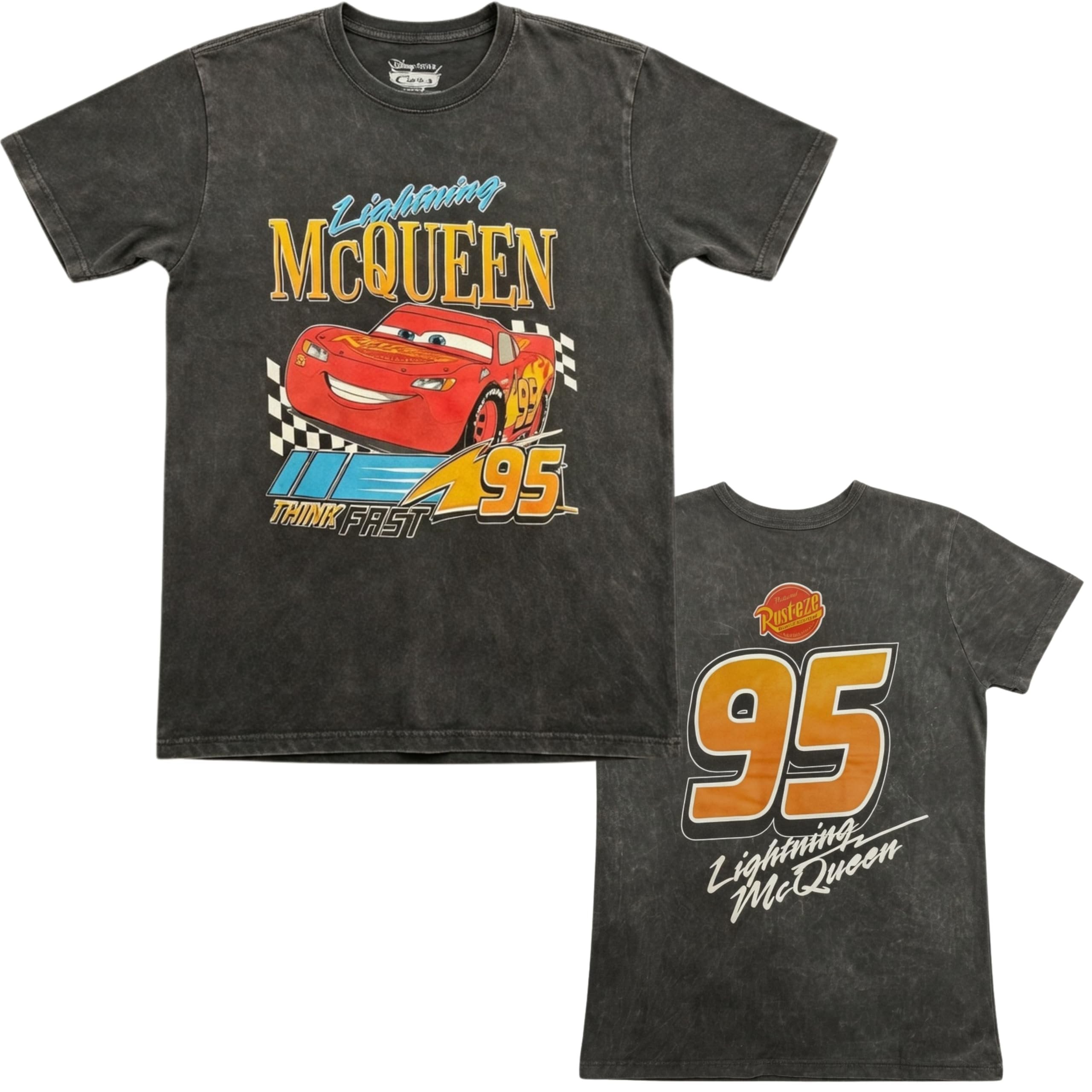 Disney Pixar Cars Lightning McQueen 95 Juniors Graphic T-Shirt, Vintage Wash, XS-XL