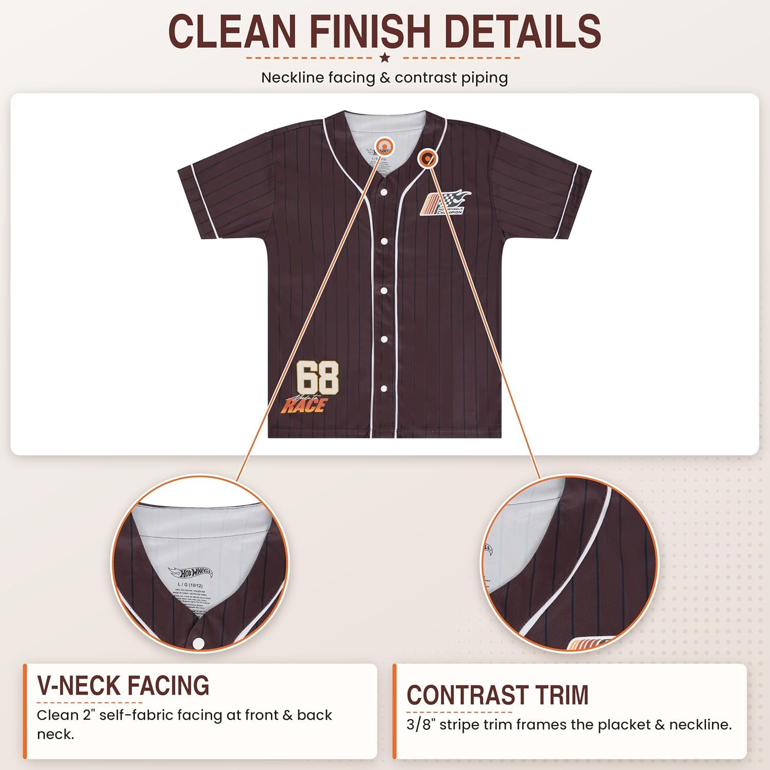 Hot Wheels Boys Baseball Jersey, Short Sleeve Button Front Shirt