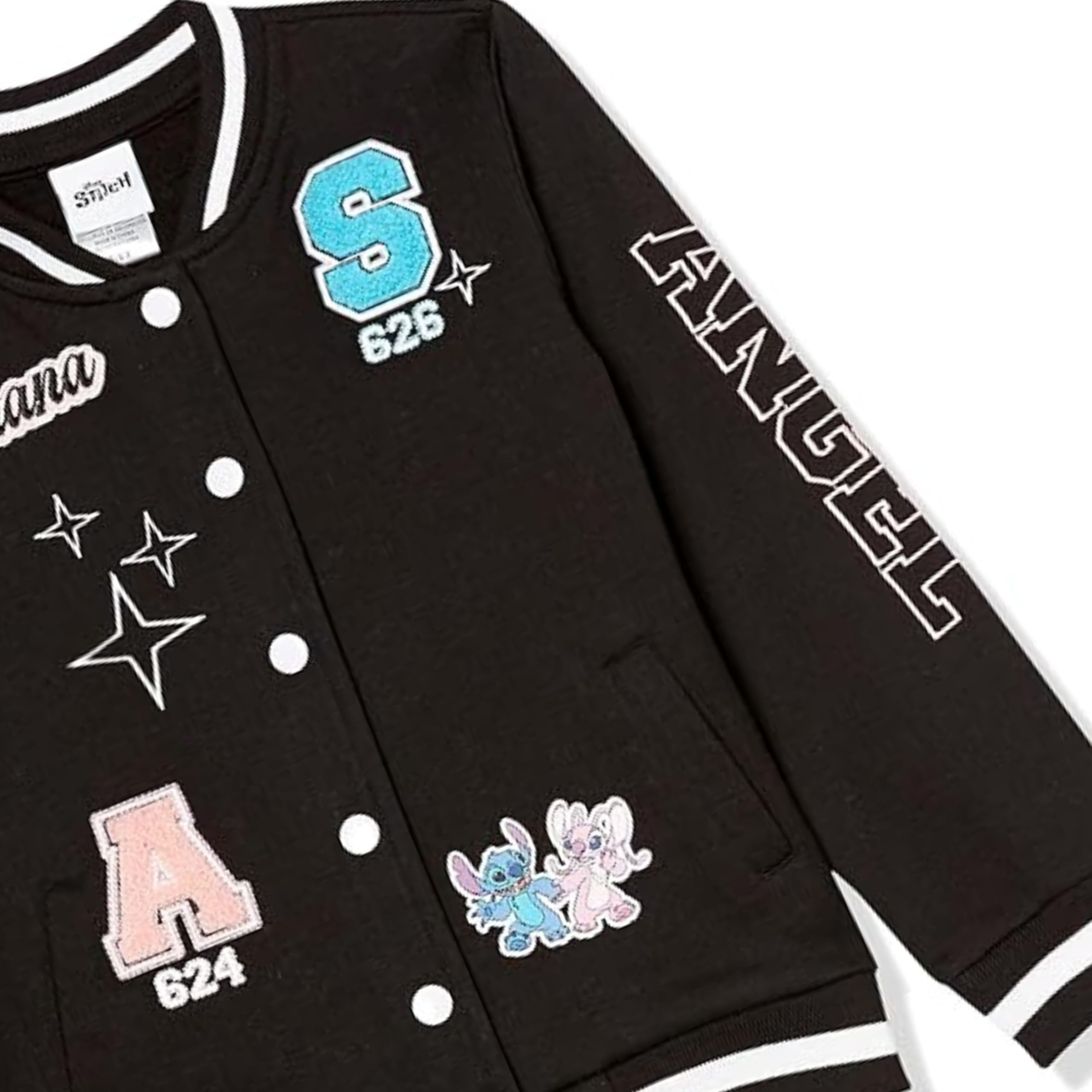 Disney Lilo,Stitch and Angel Varsity Bomber Jacket - Little and Big Girl Sizes 4-16