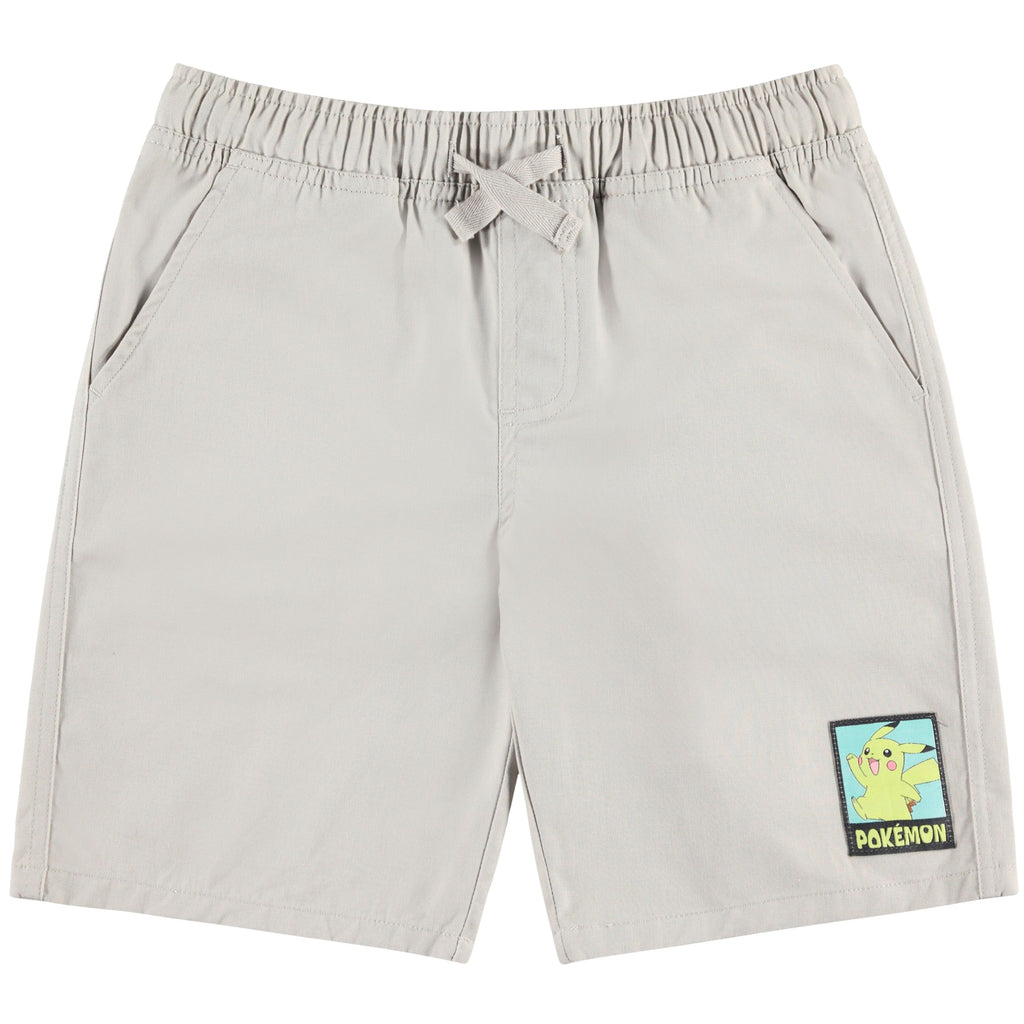 Boys’ Pokemon Pikachu Beach Shorts – Casual Khaki Pull-On Shorts with Pockets, Sizes XS–M