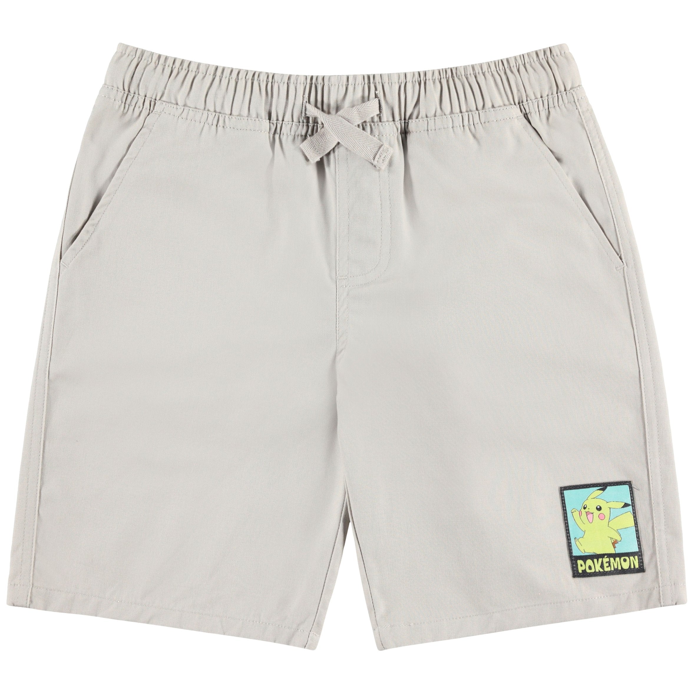 Boys’ Pokemon Pikachu Beach Shorts – Casual Khaki Pull-On Shorts with Pockets, Sizes XS–M