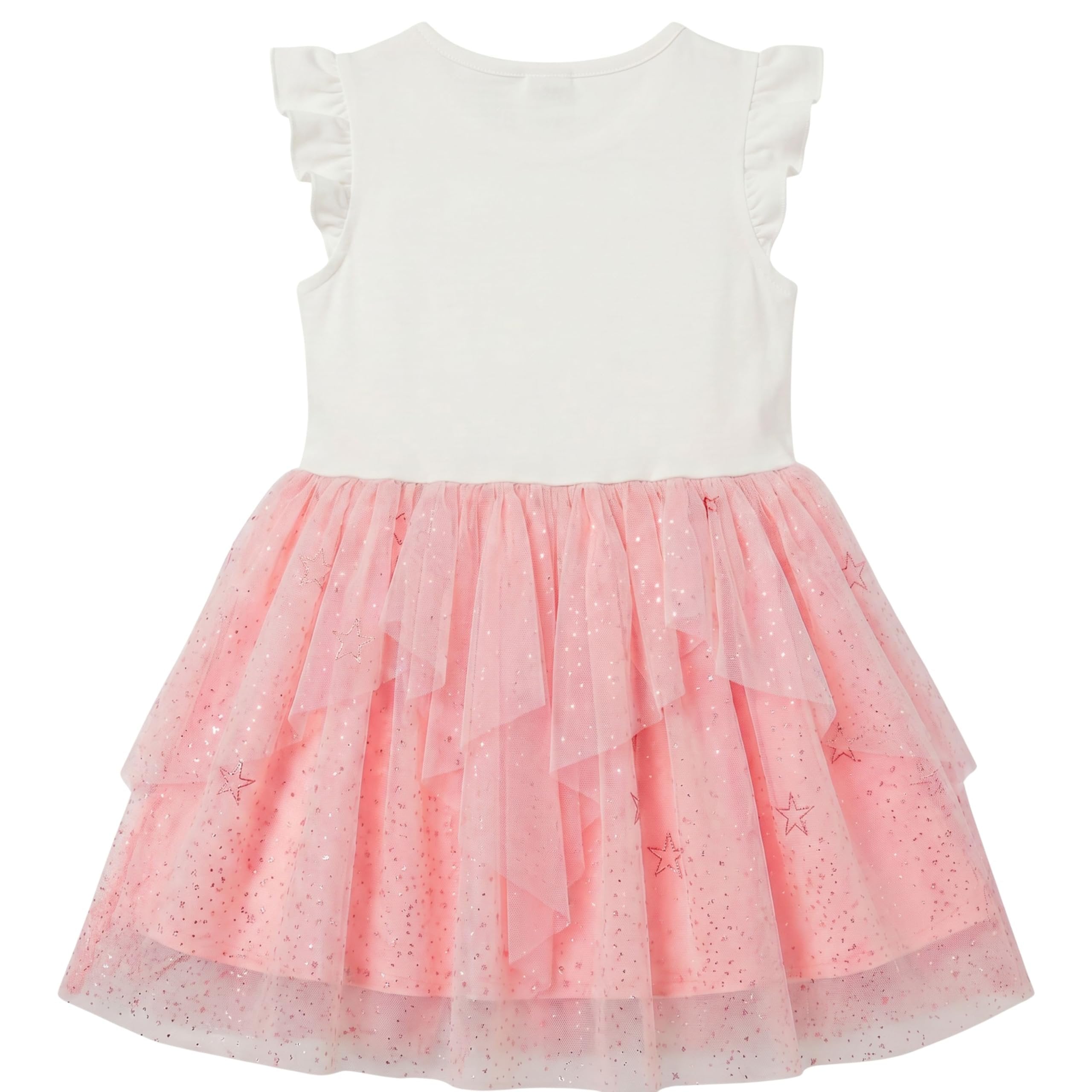 Disney Lilo & Stitch Girls Tulle Dress, Ruffle Sleeve Stitch Dress with Glitter Skirt, Little Girls Sizes 4-6X