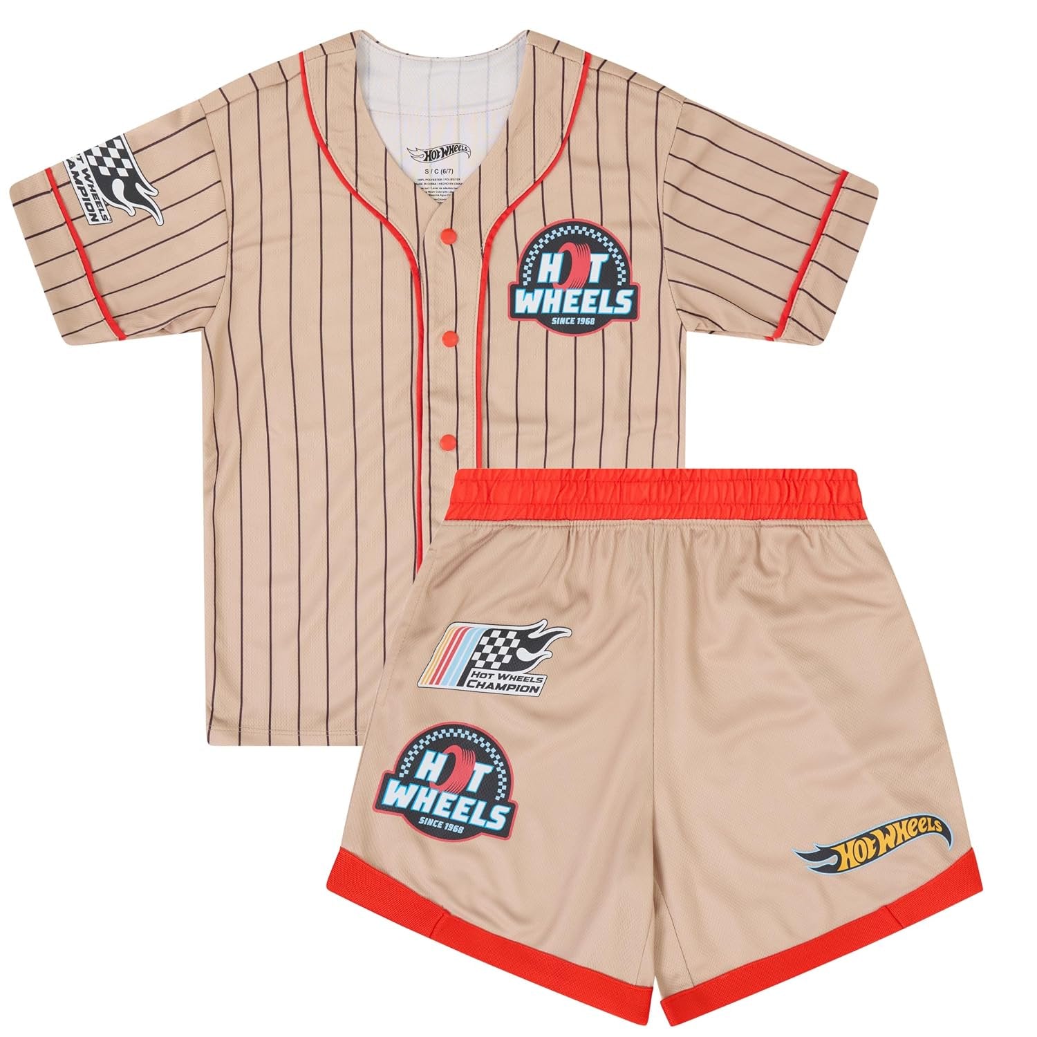 Hot Wheels Boys Baseball Jersey and Shorts Set, 2 Piece Outfit