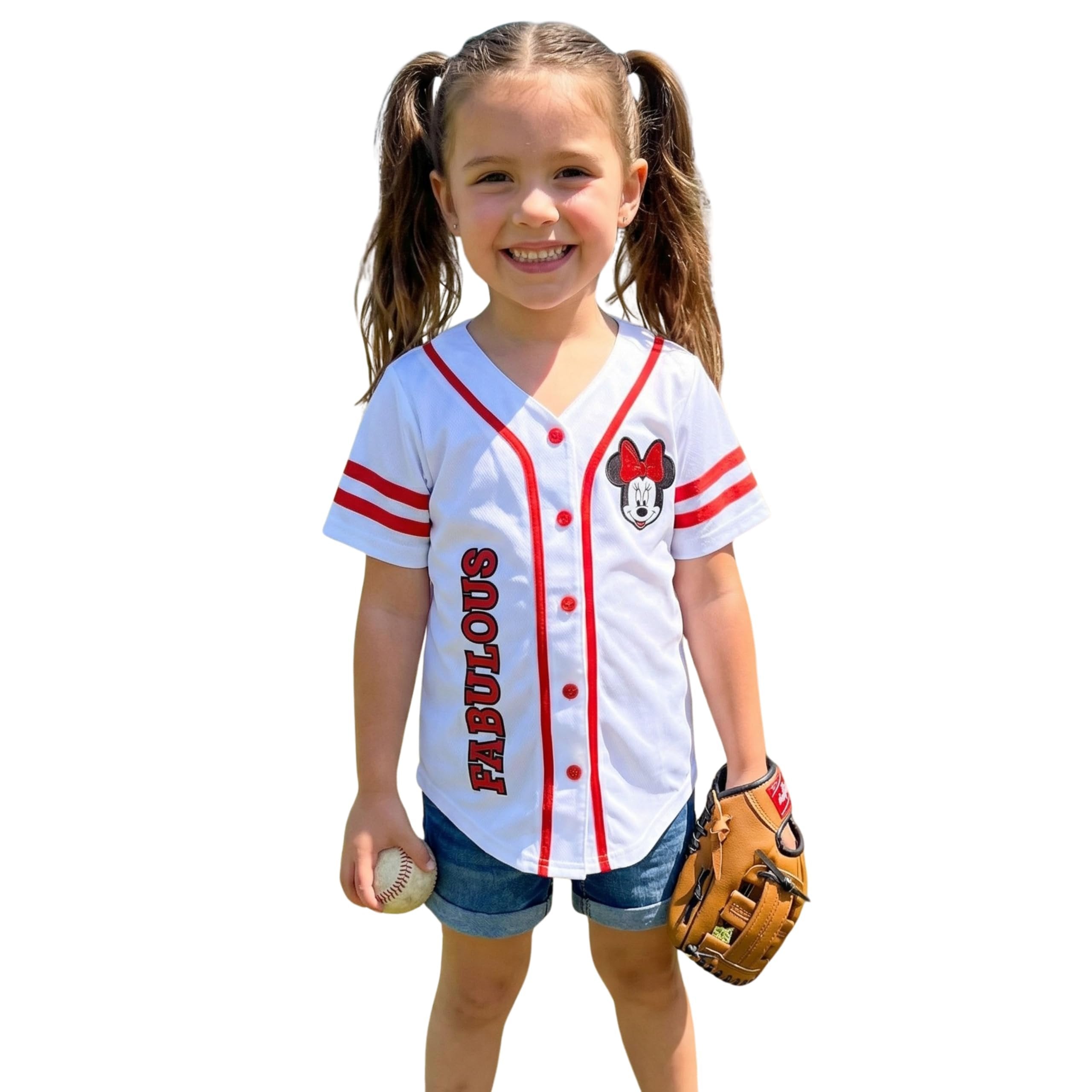 Disney Girls Minnie Mouse Baseball Jersey T-Shirt - Girls Sizes 4-16