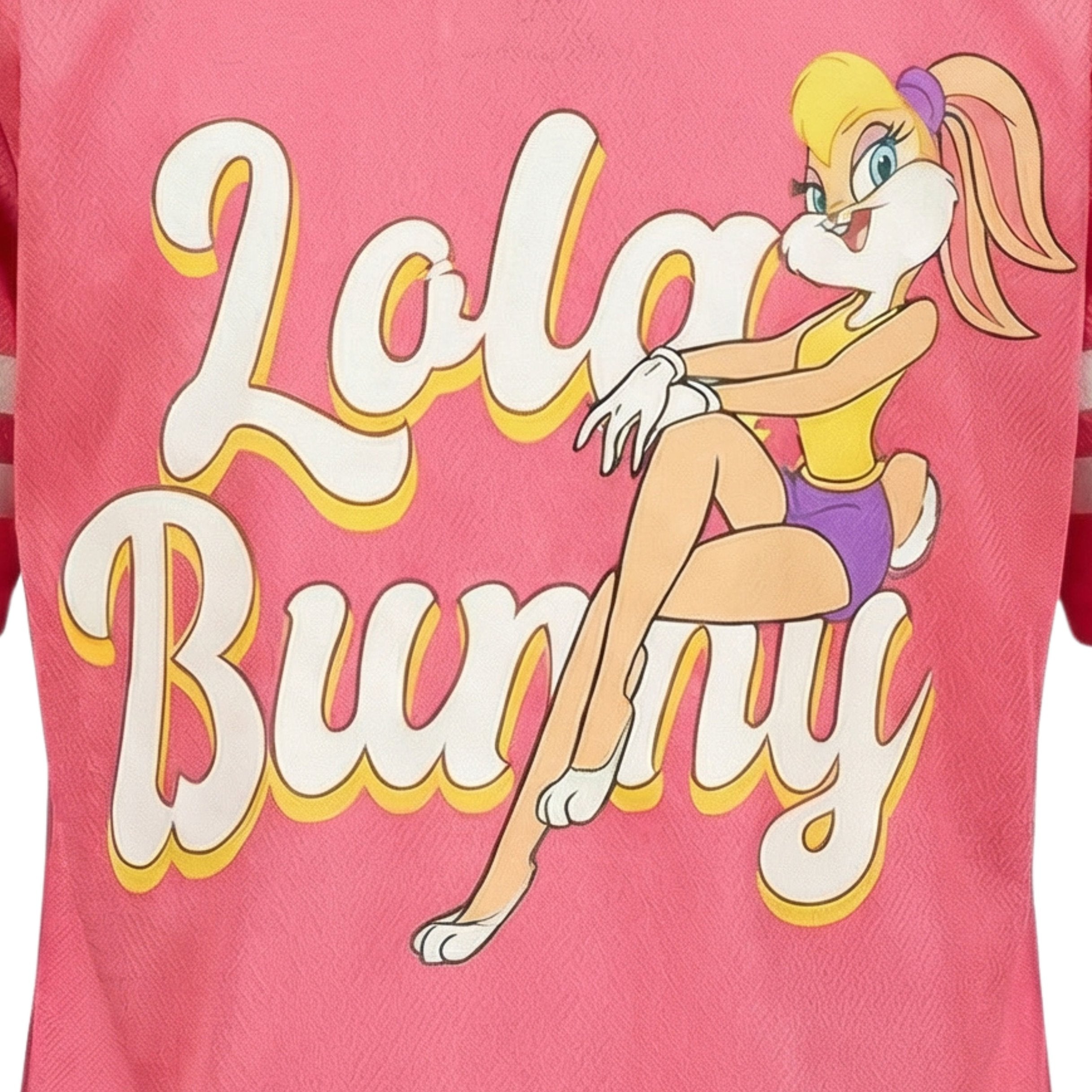 Looney Tunes Lola Bunny Girls Baseball Jersey, Short Sleeve Button-Up Graphic Shirt, Pink, Sizes 4–16