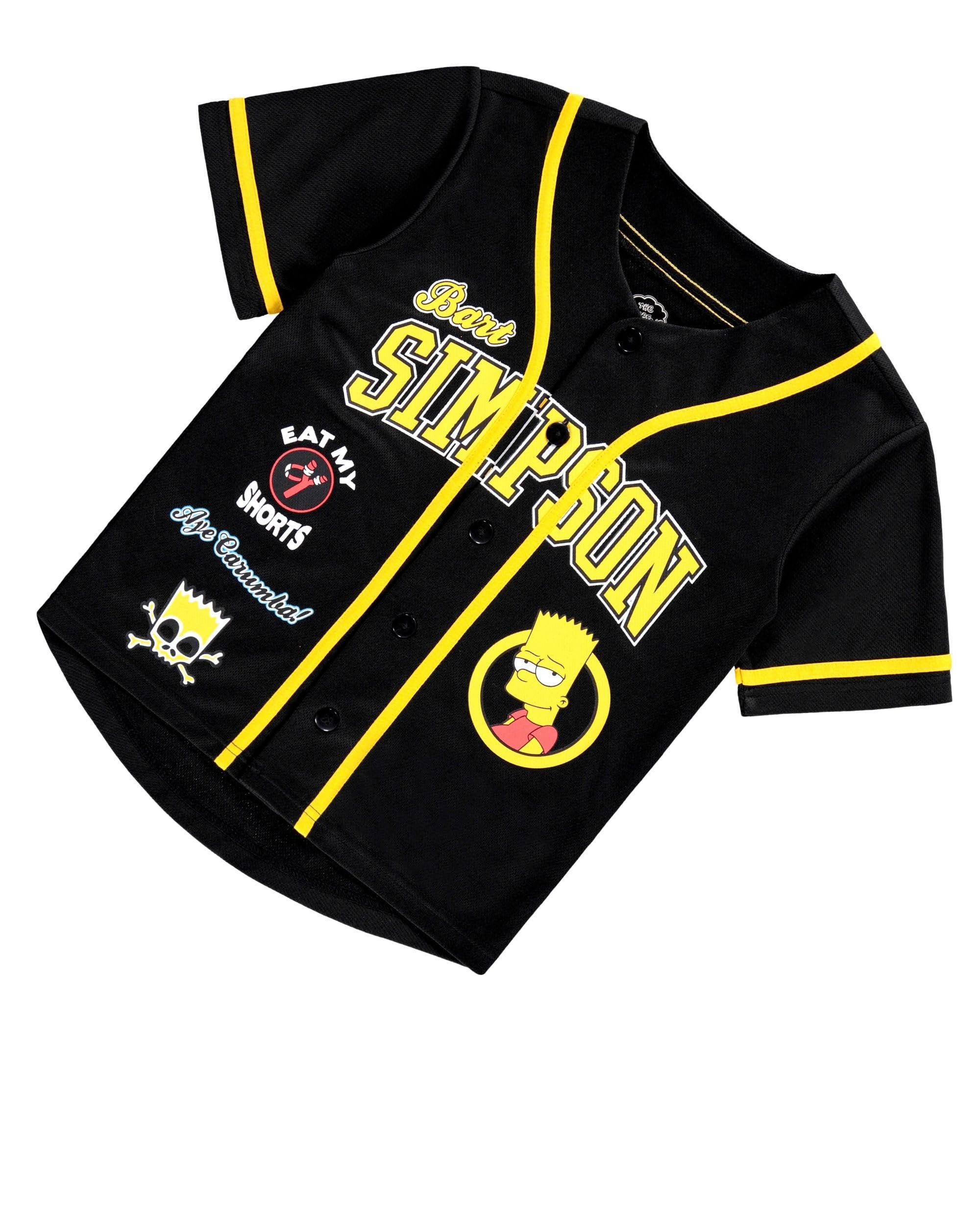Boys Bart Simpson Baseball Jersey T-Shirt - Little and Big Boys Sizes 4-20 Black