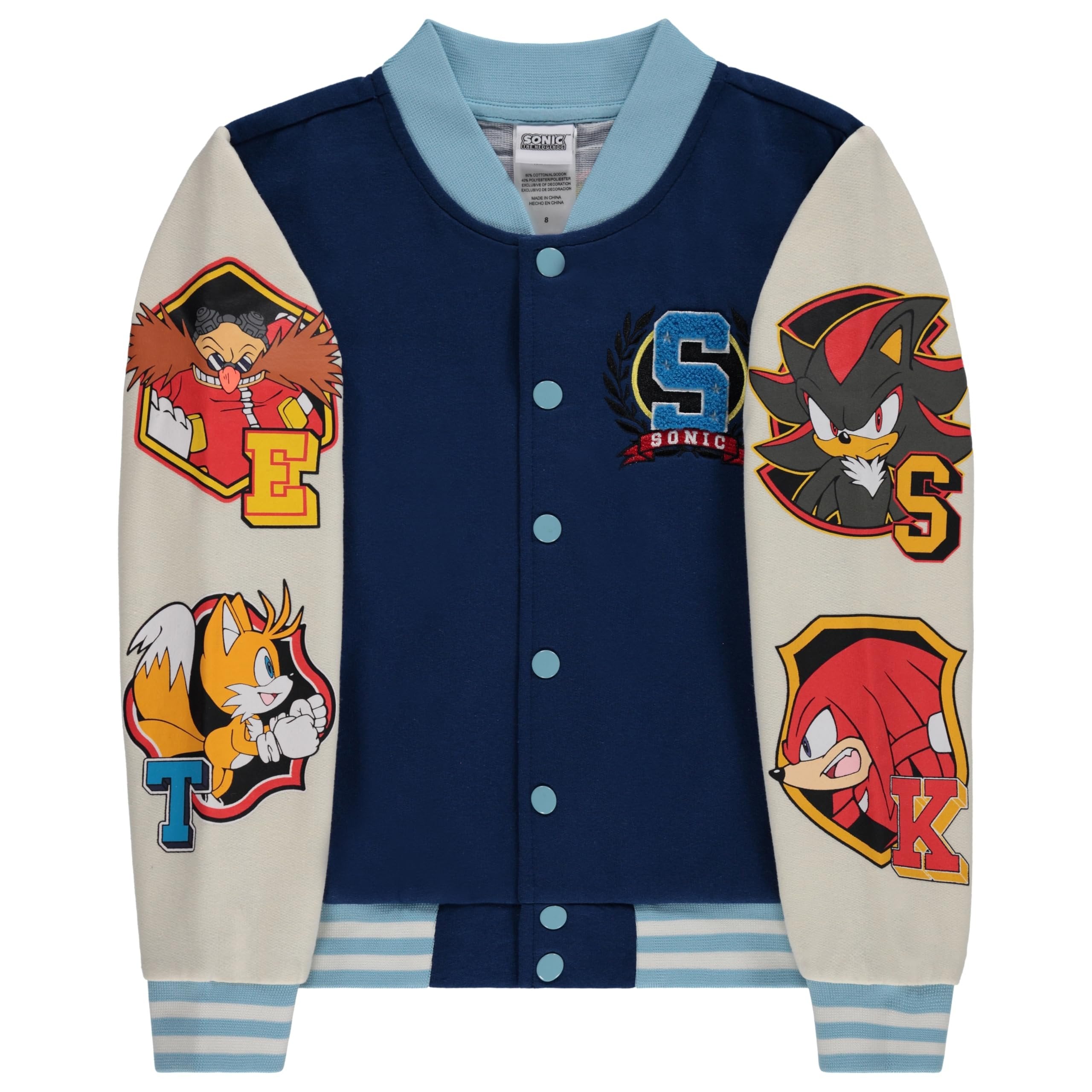 SEGA Boys Sonic the Hedgehog Varsity Jacket, Shadow & Knuckles- Little Boys 4-7