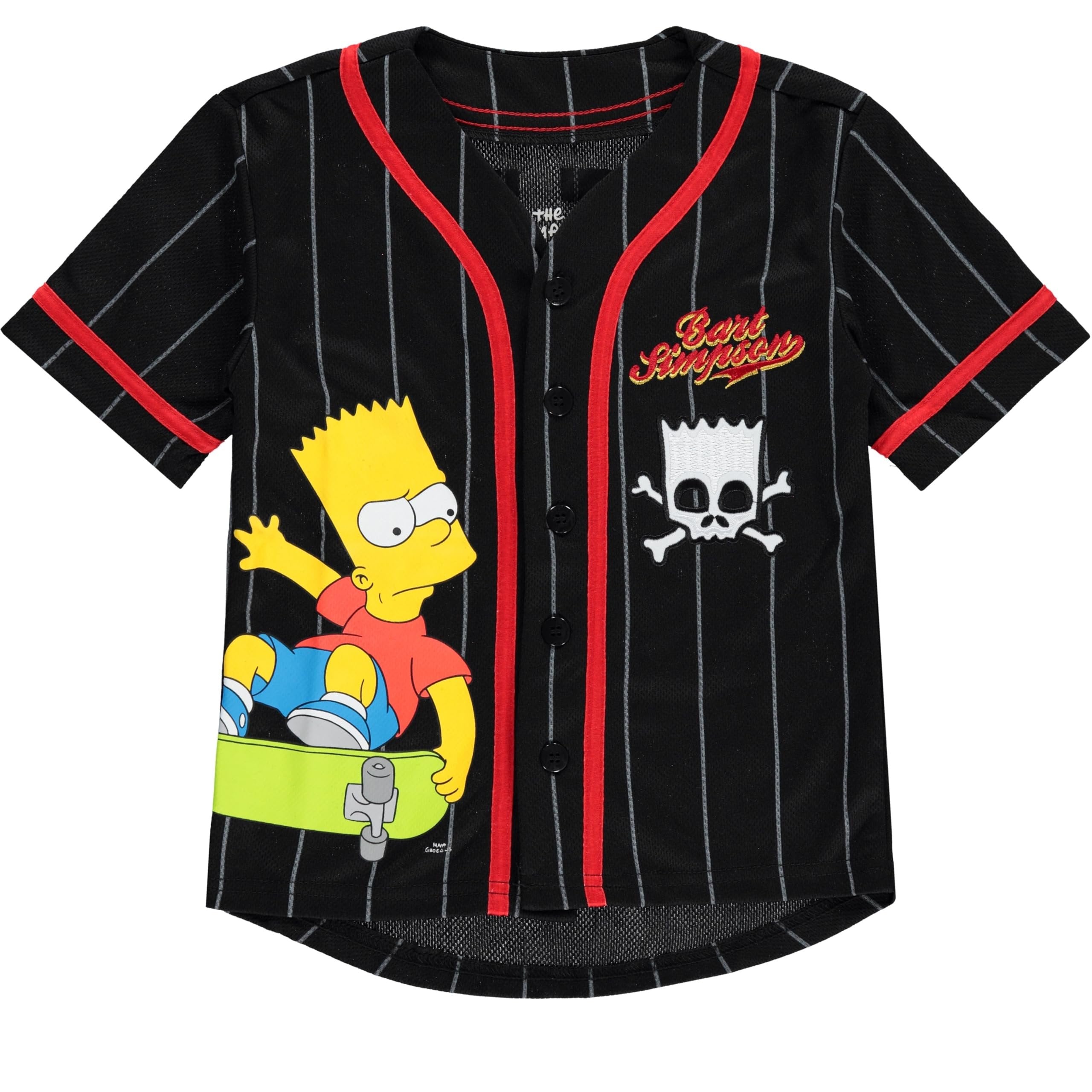 Boys Bart Simpson Baseball Jersey T-Shirt - Little and Big Boys Sizes 4-20 Black
