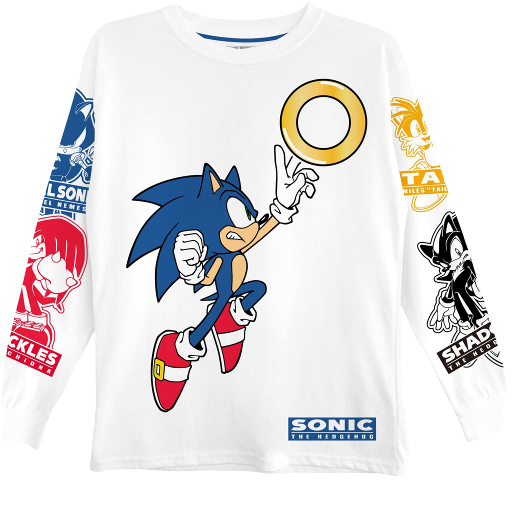 Boys Sonic The Hedgehog Graphic Long Sleeve T-Shirt- Little and Big Boys Sizes 4-20