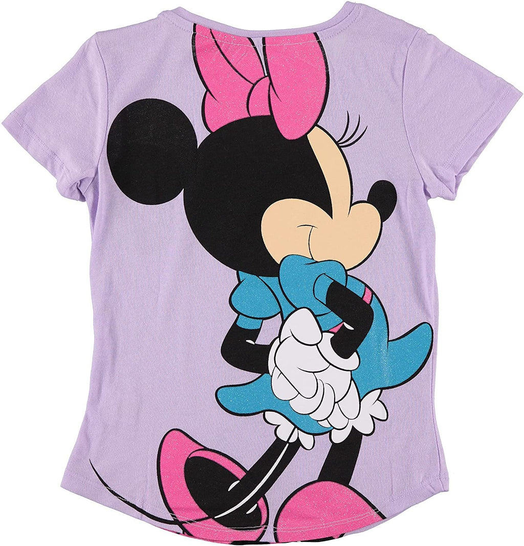 Disney Minnie Mouse Girls Short Sleeve T-Shirt- Front and Back Print - Sizes 4-16