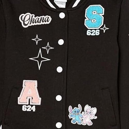 Disney Lilo,Stitch and Angel Varsity Bomber Jacket - Little and Big Girl Sizes 4-16