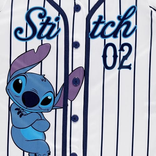 Disney Girls Baseball Jersey T-Shirt with Lilo & Stitch and Mickey Mouse- Girls Sizes 4-16 Hot Pink