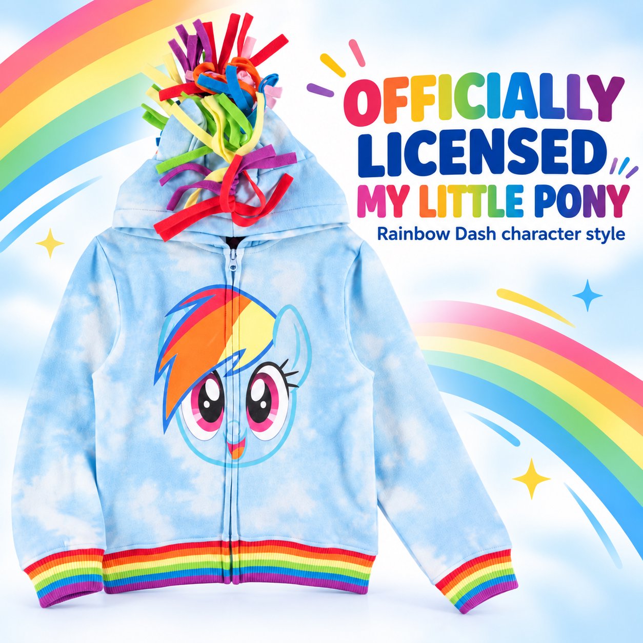 My Little Pony Magical Rainbow Dash Cosplay Hoodie for Girls - Super Soft & Fun for Playtime and Parties!