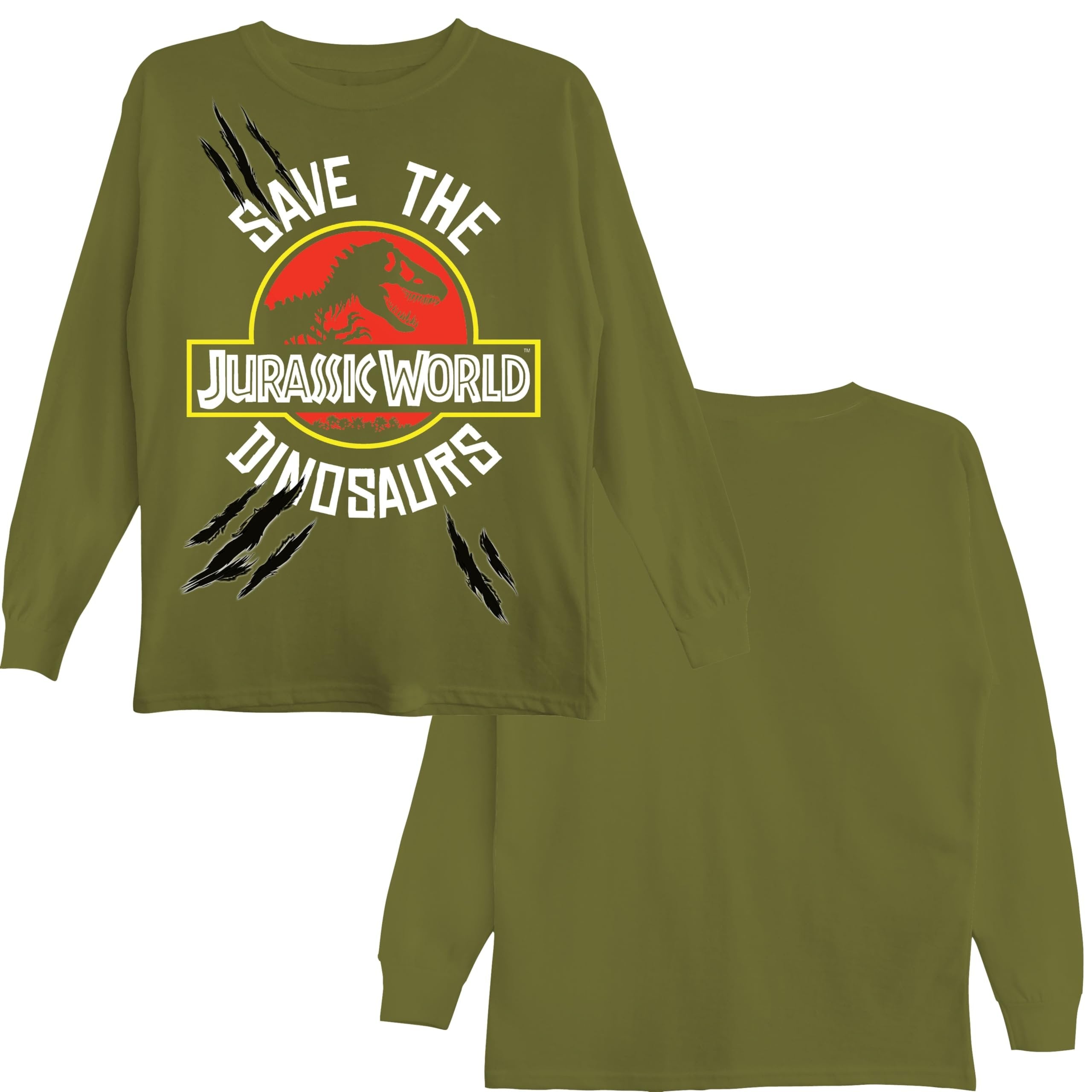 Jurassic Park Boys Jurassic World Long Sleeve Crewneck T-Shirt for Little and Big Boys Sizes 4-20