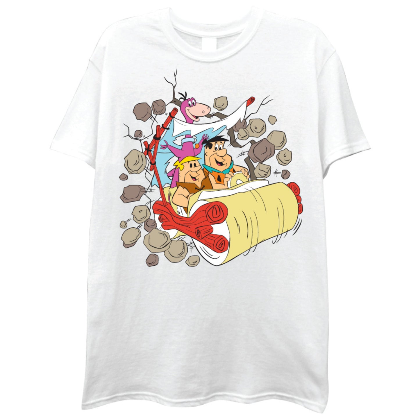 FREEZE The Flintstones Mens Short Sleeve T-Shirt - Fred Flintstone, Barney Rubble and Dino