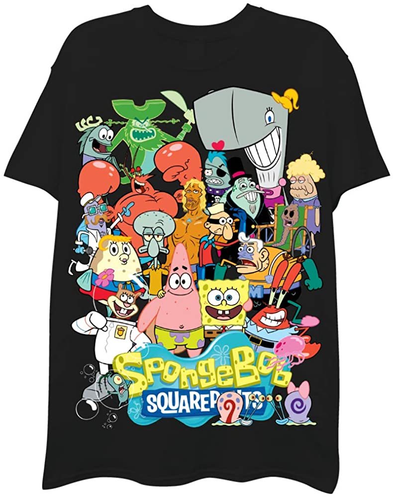 SpongeBob SquarePants Mens' Graphic Short Sleeve T-Shirt - Spongebob, Patrick, Squidward, Mr Krabs and Friends