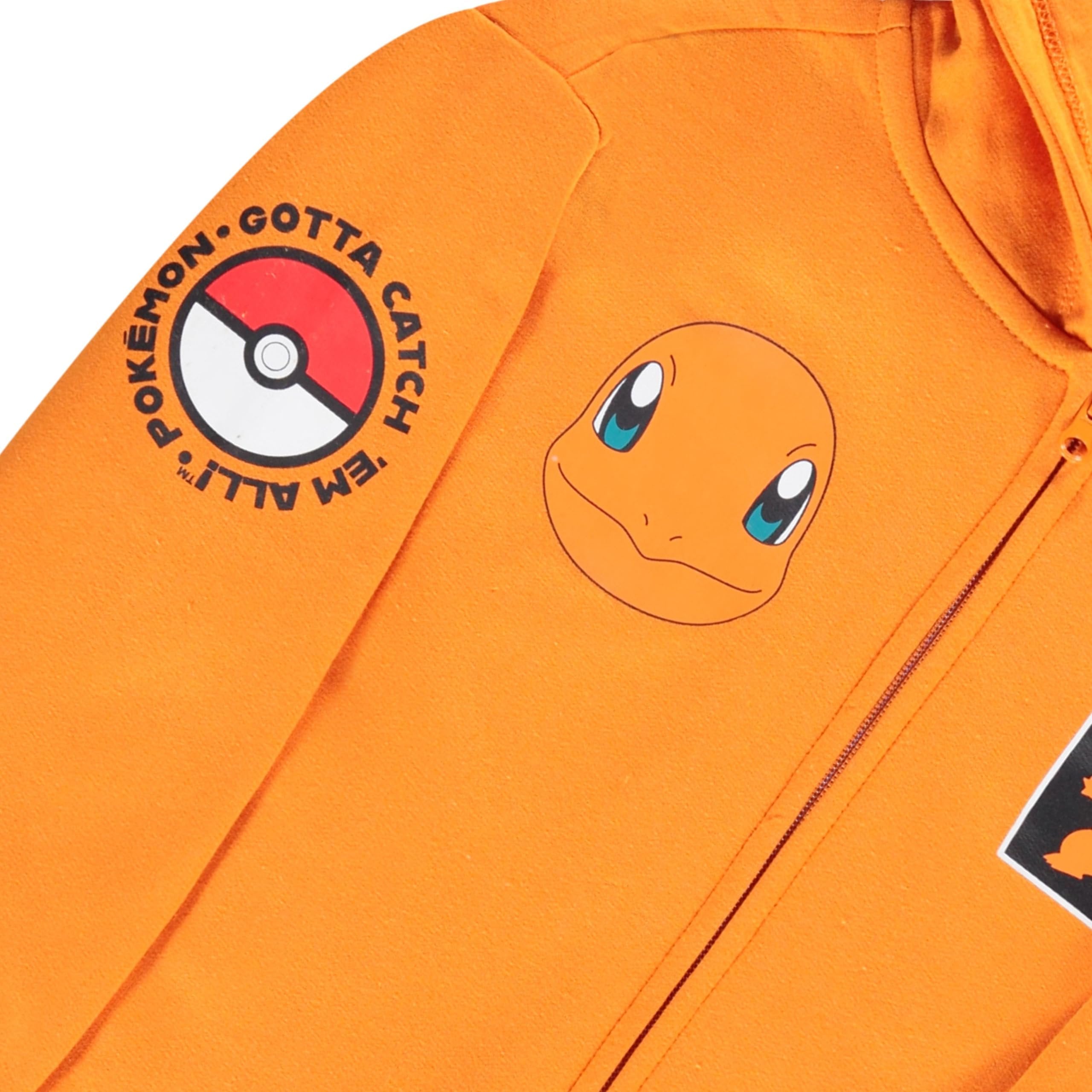 Pokemon Boys Charmander Zip-Up Hoodie Sweatshirt #0004 Graphic Fleece Jacket Size 4-7