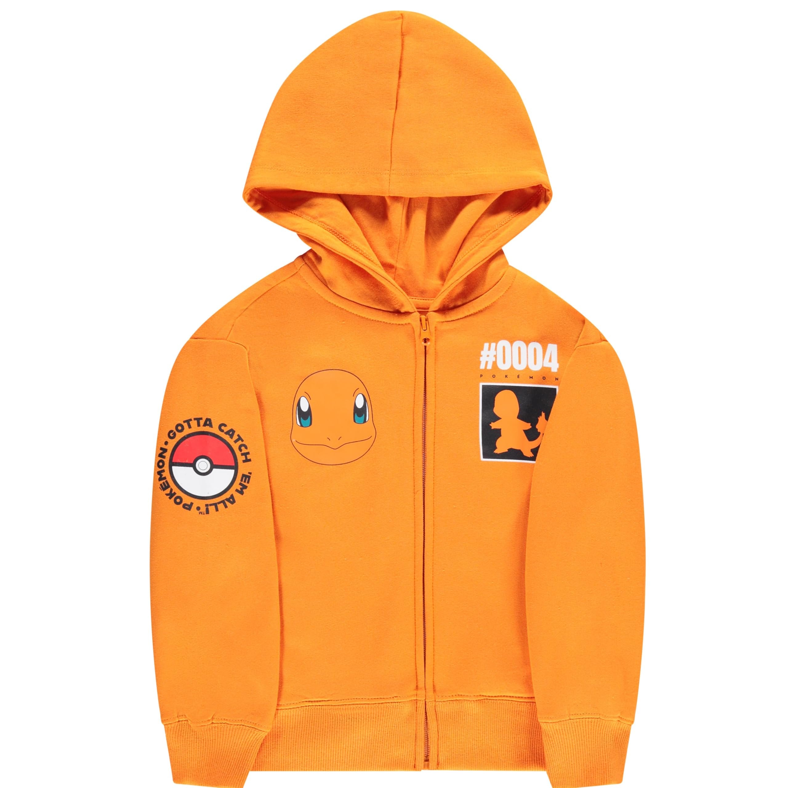 Pokemon Boys Charmander Zip-Up Hoodie Sweatshirt #0004 Graphic Fleece Jacket Size 4-7