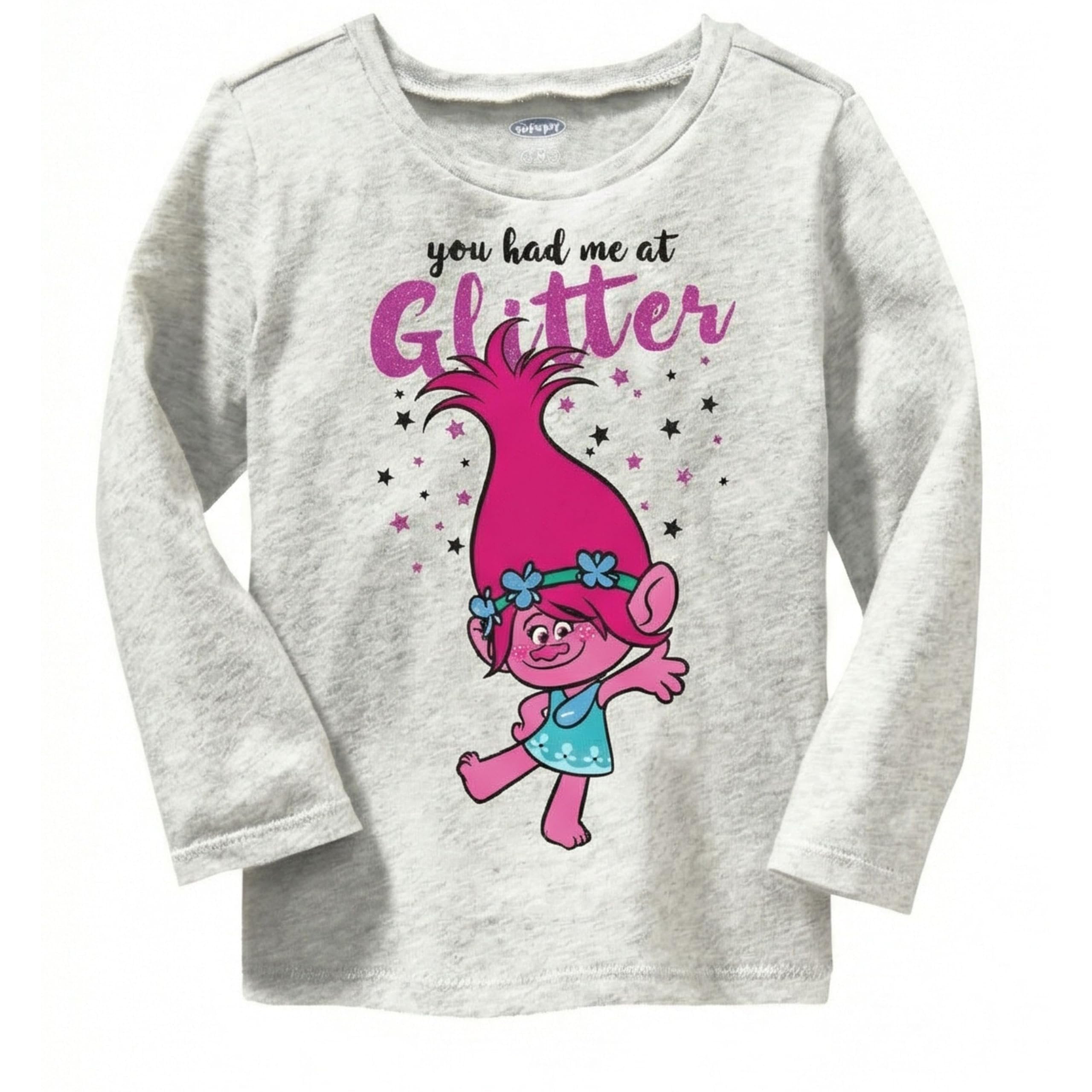 Trolls Toddler Girls Poppy & Branch 2 Pack T-Shirts Short Sleeve & Long Sleeve Sizes 2T-5T