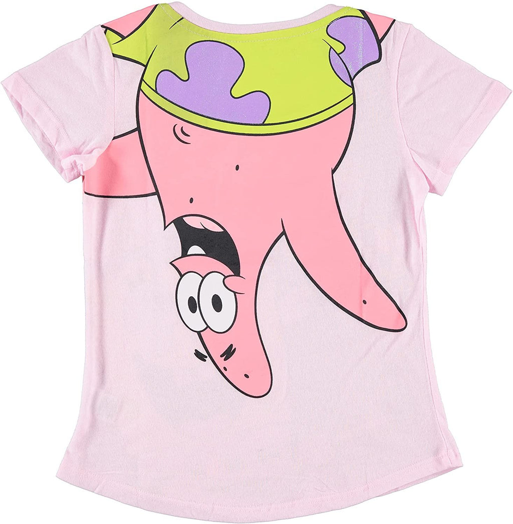 SpongeBob SquarePants Girls T-Shirt - Spongebob & Patrick Front & Back Tee - Sizes 4-16