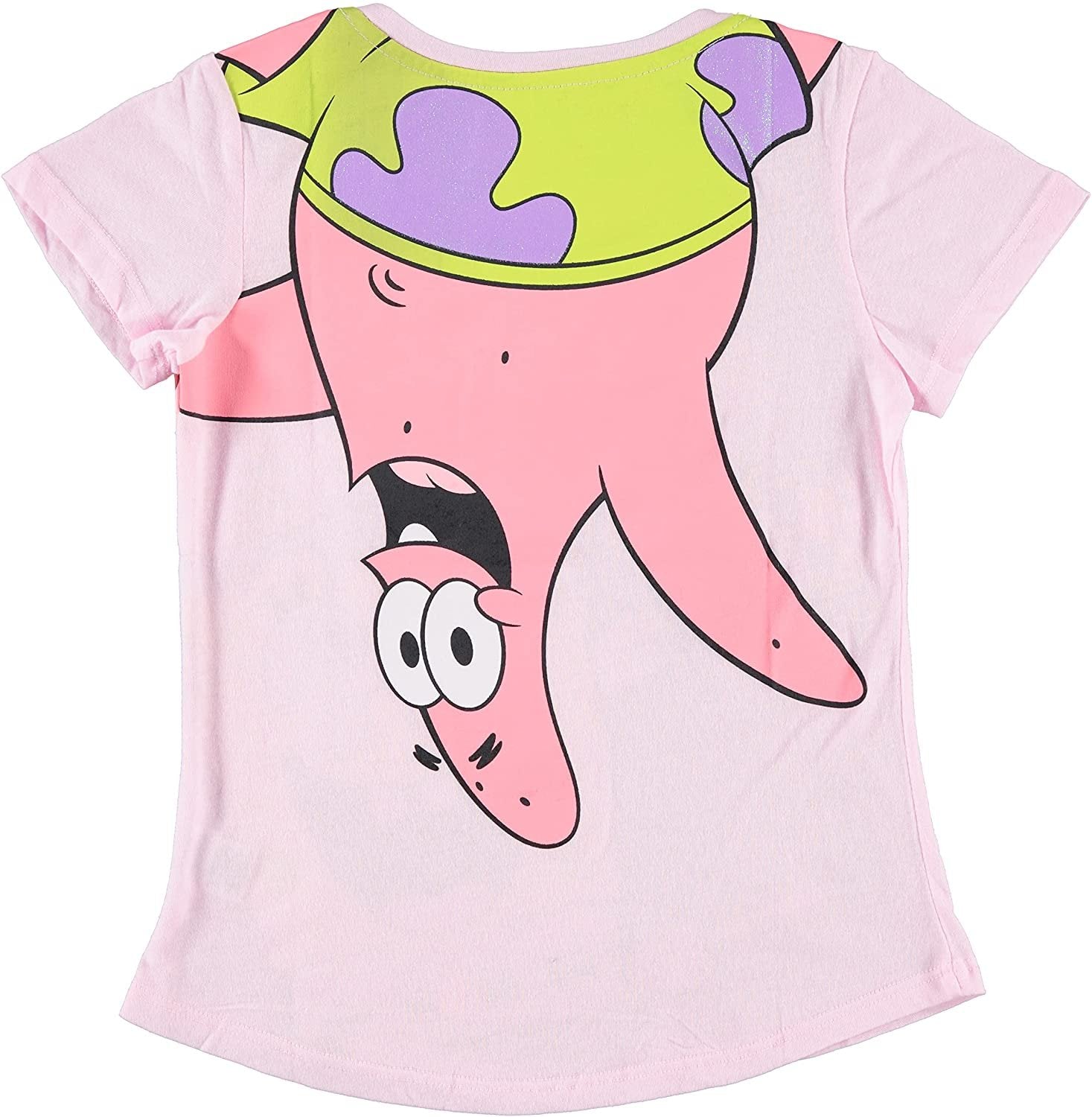 SpongeBob SquarePants Girls T-Shirt - Spongebob & Patrick Front & Back Tee - Sizes 4-16