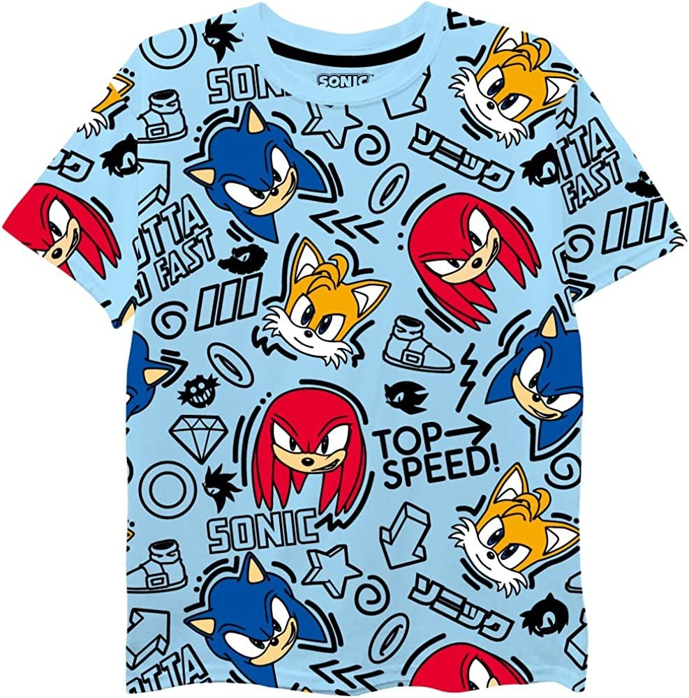 Boys Sonic the Hedgehog T-Shirt Sega Graphic Short Sleeve Crewneck Tee Little Big Boys