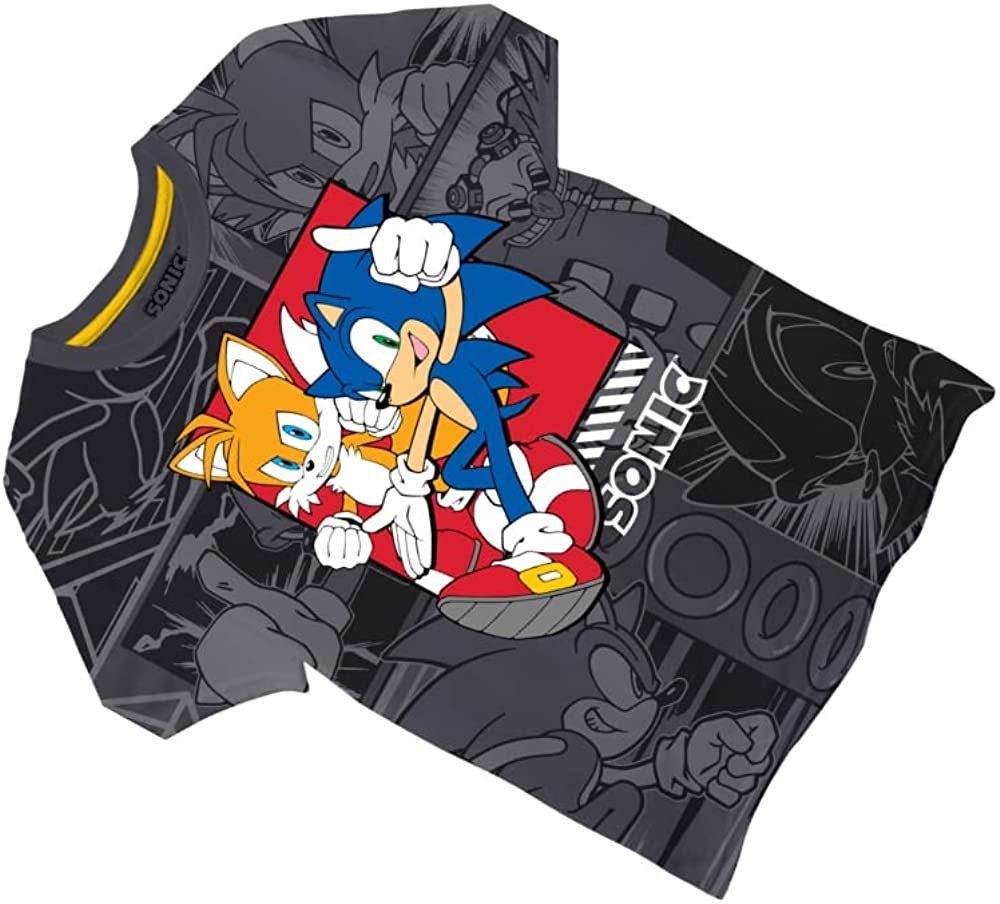 Boys Sonic the Hedgehog T-Shirt Sega Graphic Short Sleeve Crewneck Tee Little Big Boys