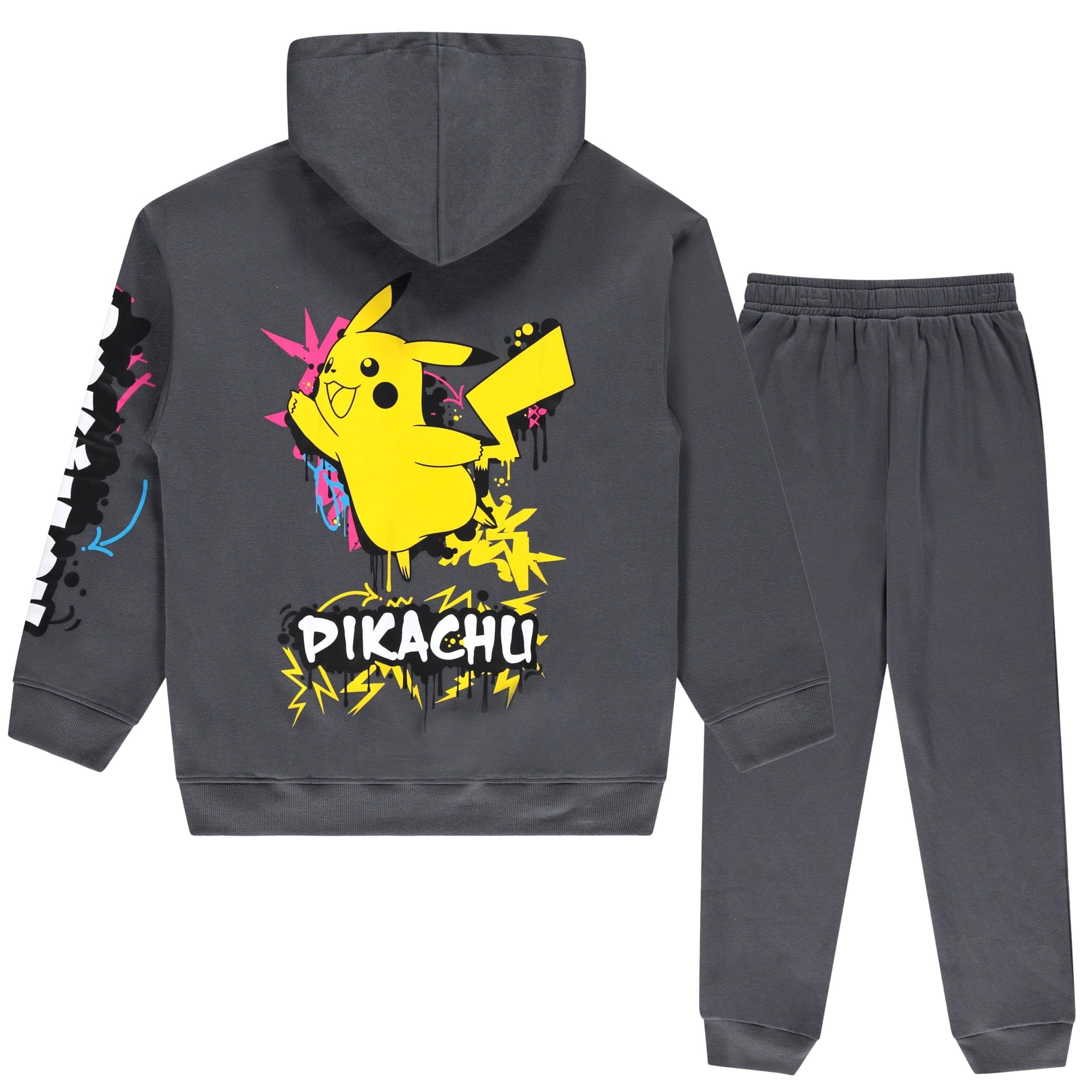 Mad Engine Pokémon Pikachu Boys’ Hoodie and Jogger Set – Graffiti Graphic 2-Piece Outfit, Sizes XS–XL