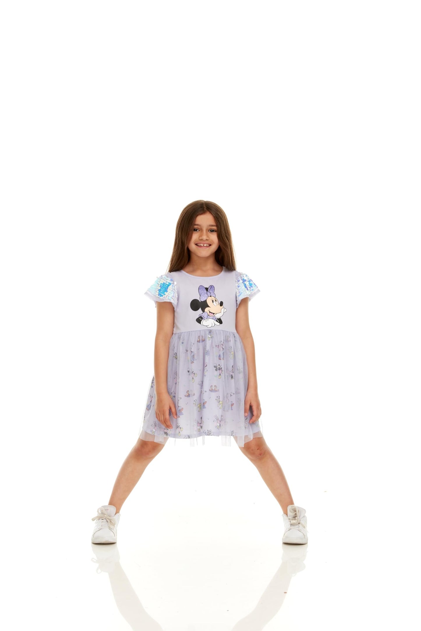 Disney Minnie Mouse Sequin Sleeve Tulle Dress-Girls Sizes 2-6x