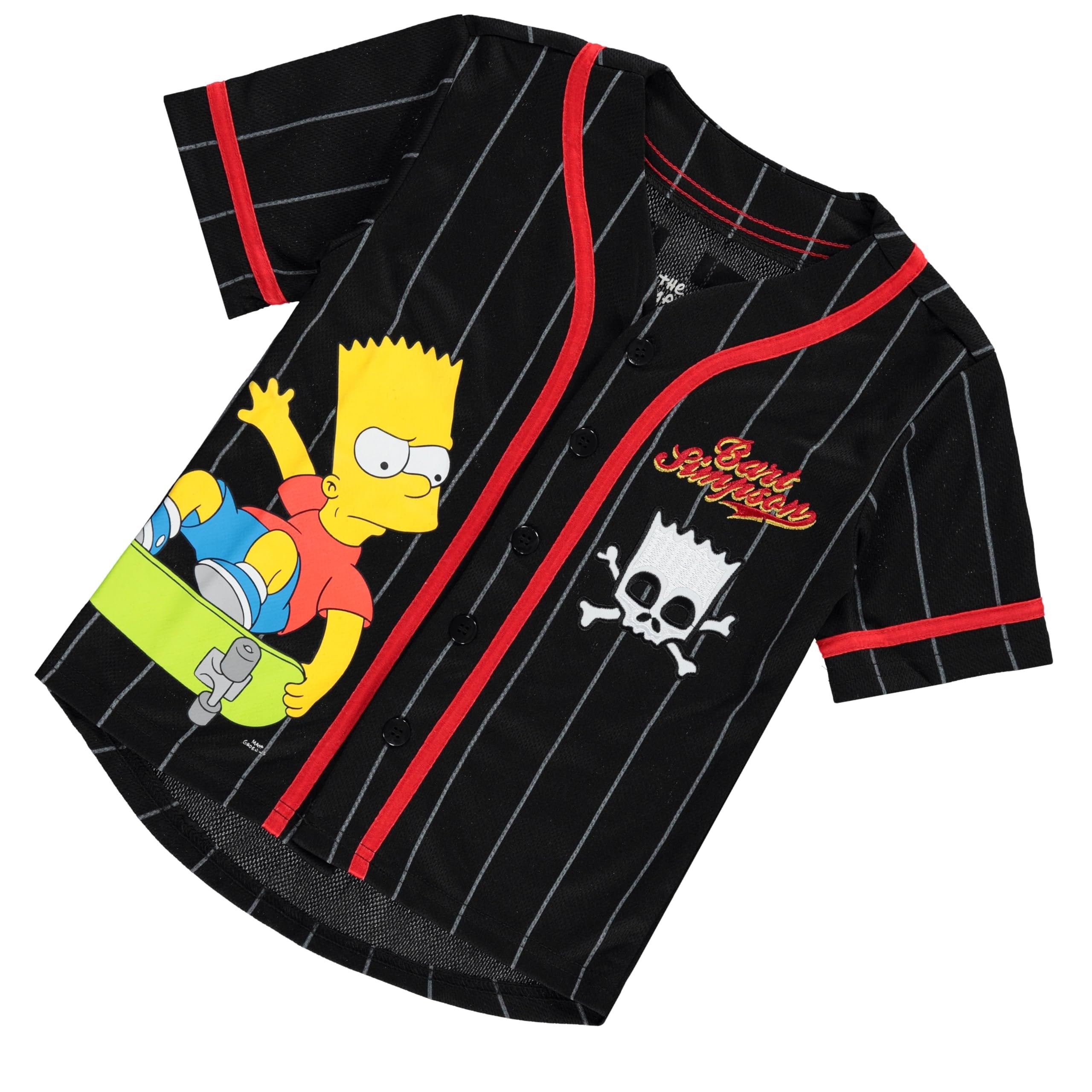 Boys Bart Simpson Baseball Jersey T-Shirt - Little and Big Boys Sizes 4-20 Black