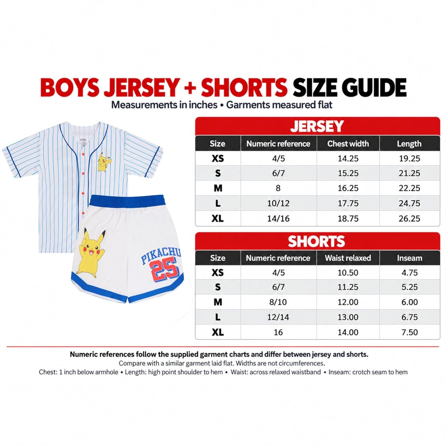 Pokemon Boys Baseball Jersey and Shorts Set, 2 Piece Outfit