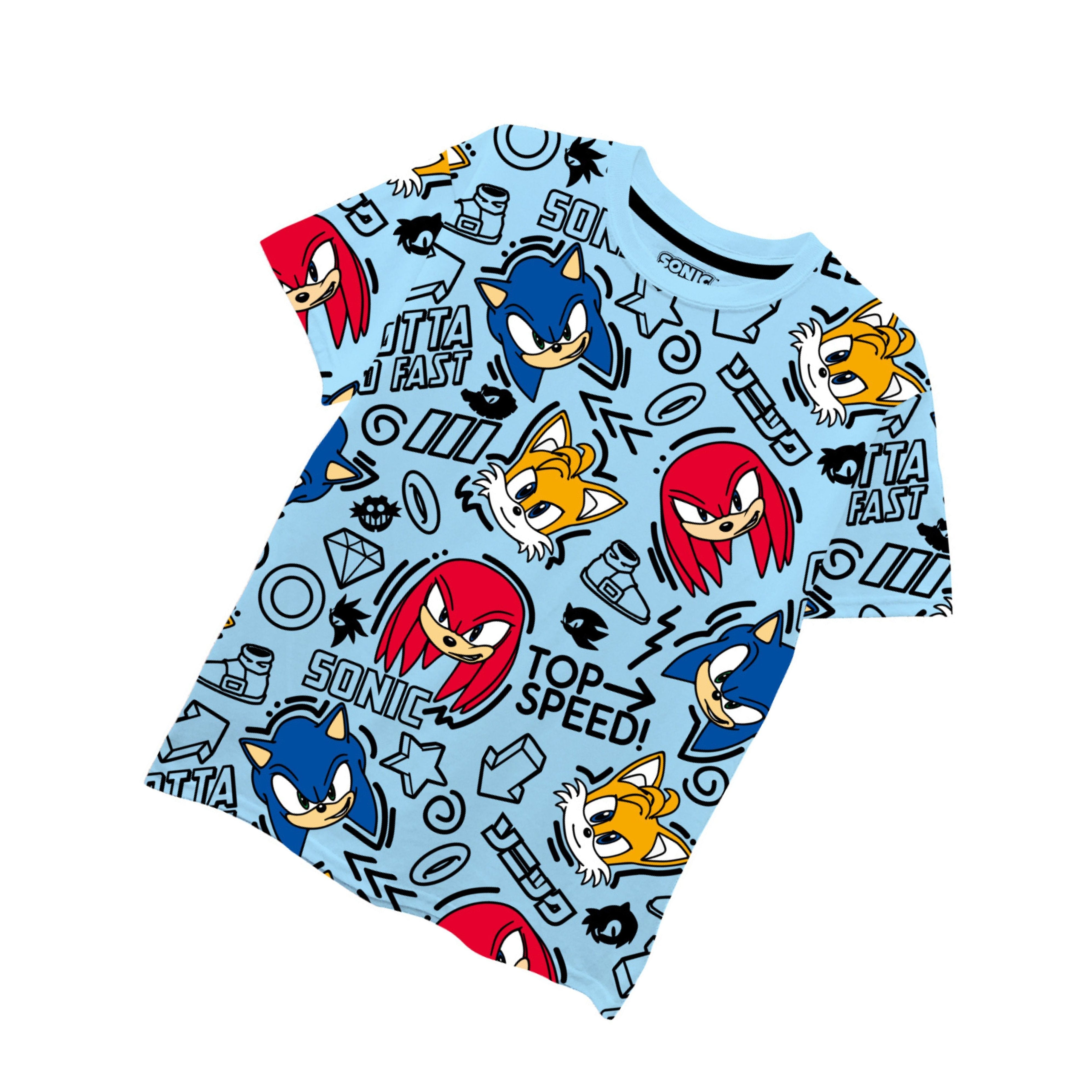 Boys Sonic the Hedgehog T-Shirt Sega Graphic Short Sleeve Crewneck Tee Little Big Boys