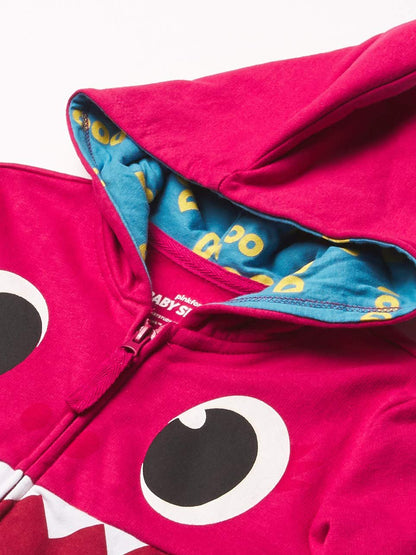 Pinkfong Girls Baby Zip Up Big Face Hoodie-Mommy Shark Pink Toddler Sizes 2t-5t