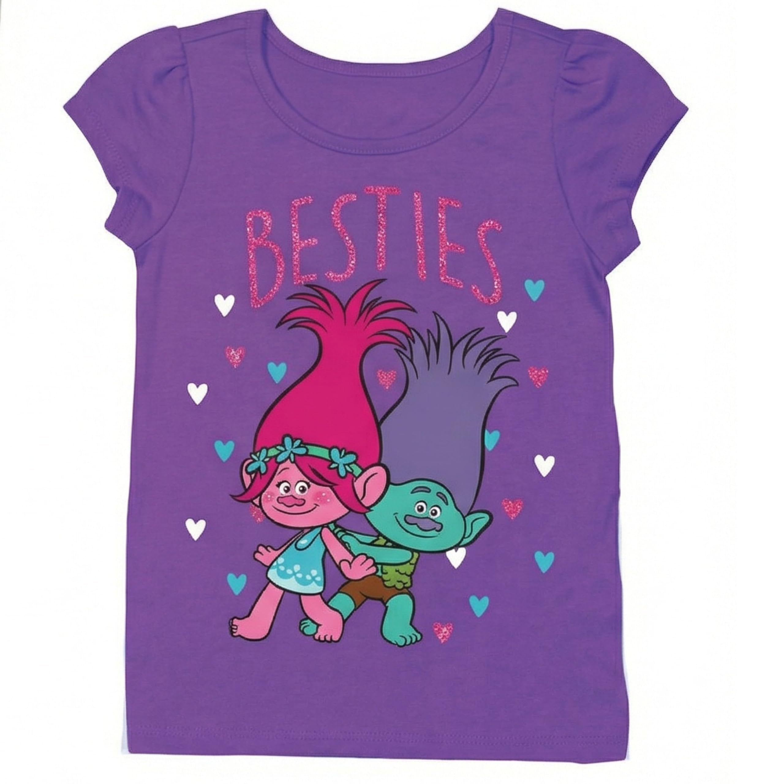Trolls Toddler Girls Poppy & Branch 2 Pack T-Shirts Short Sleeve & Long Sleeve Sizes 2T-5T