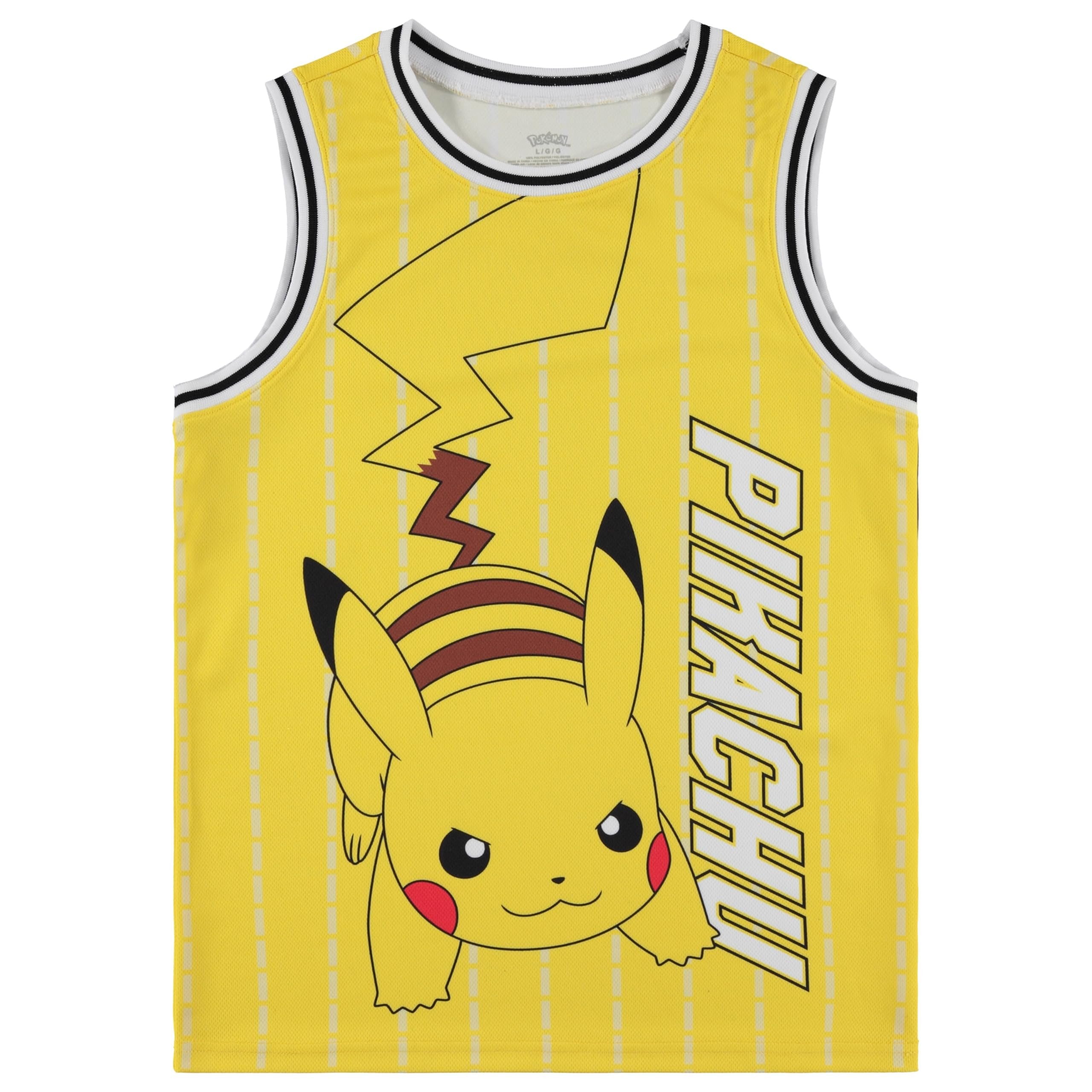 Pokemon Boys Basketball Jersey Set Pikachu Outfit Mesh Tank Top and Shorts Kids Athletic Set Sizes XS-XL