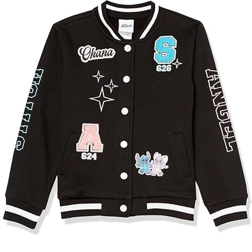 Disney Lilo,Stitch and Angel Varsity Bomber Jacket - Little and Big Girl Sizes 4-16