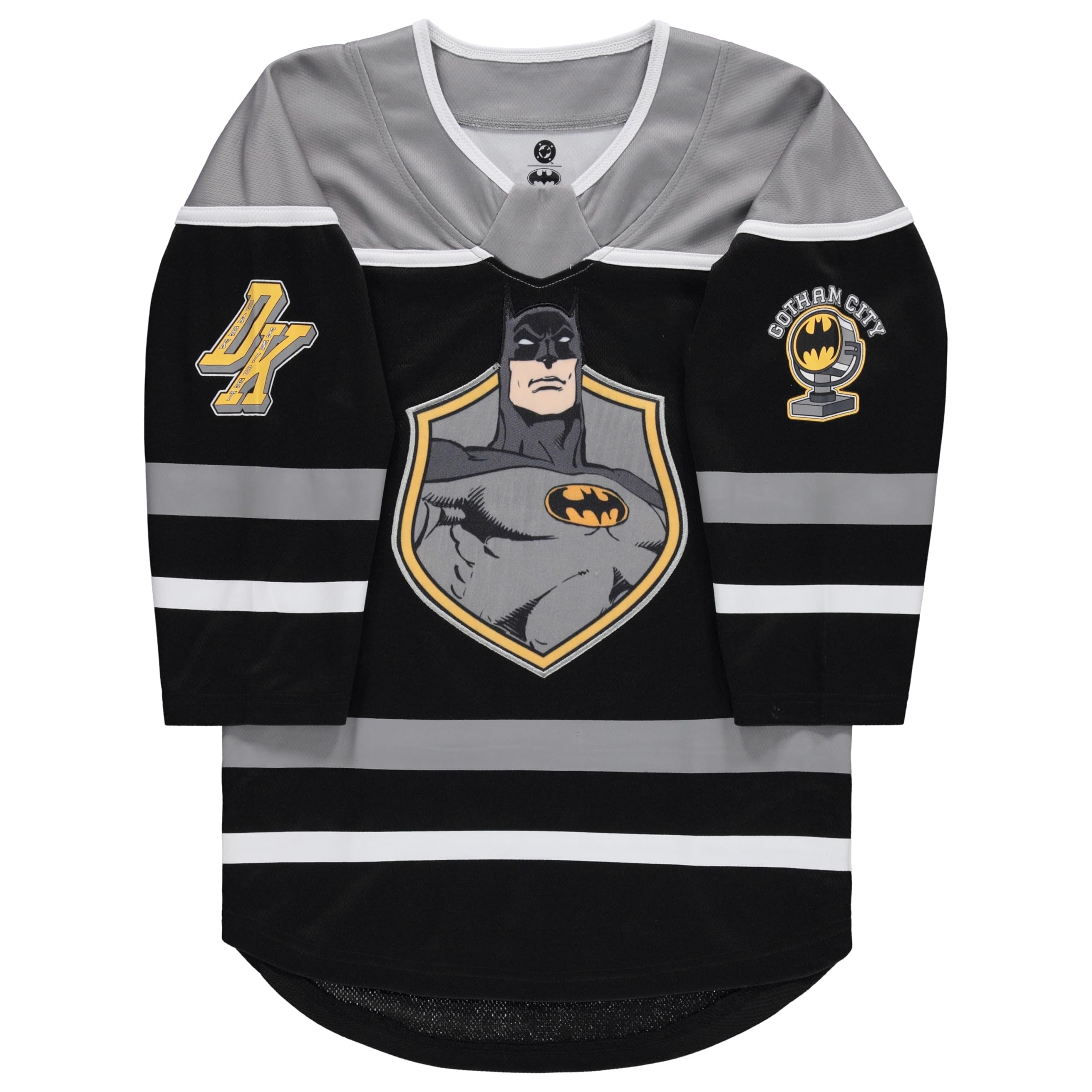 DC Comics Batman Boys 4-20 Long Sleeve Hockey Jersey Black/Grey
