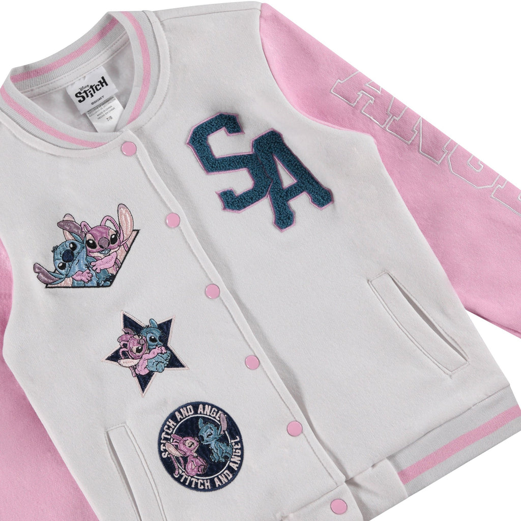 Disney Lilo,Stitch and Angel Varsity Bomber Jacket - Little and Big Girl Sizes 4-16