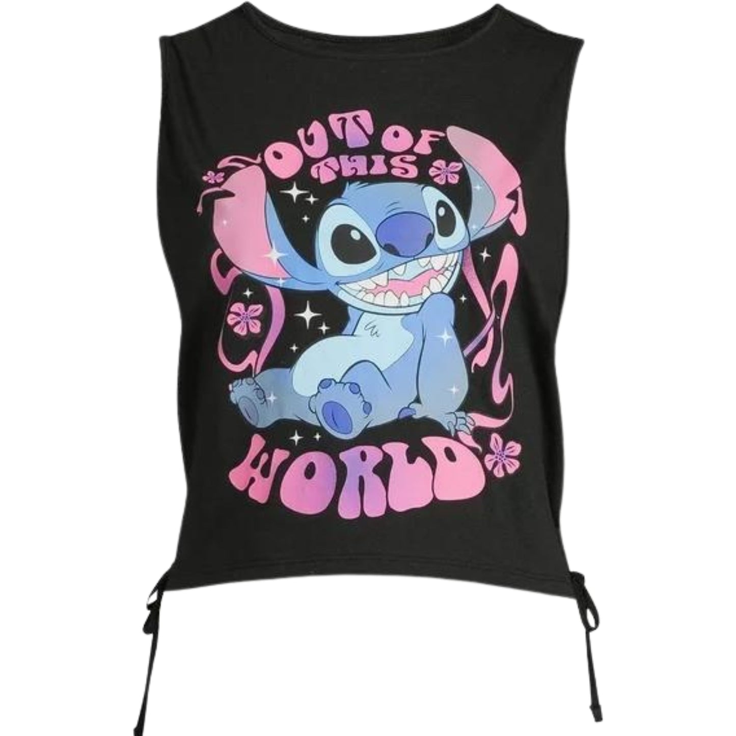 Disney Junior Girls Lilo and Stitch Crop Top Tank T-Shirt with Side Tie- Junior Girls Sizes XS-3XL