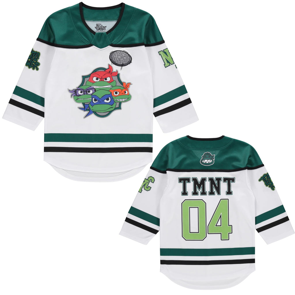 Teenage Mutant Ninja Turtles TMNT Boys 4-20 Long Sleeve Hockey Jersey White/Green