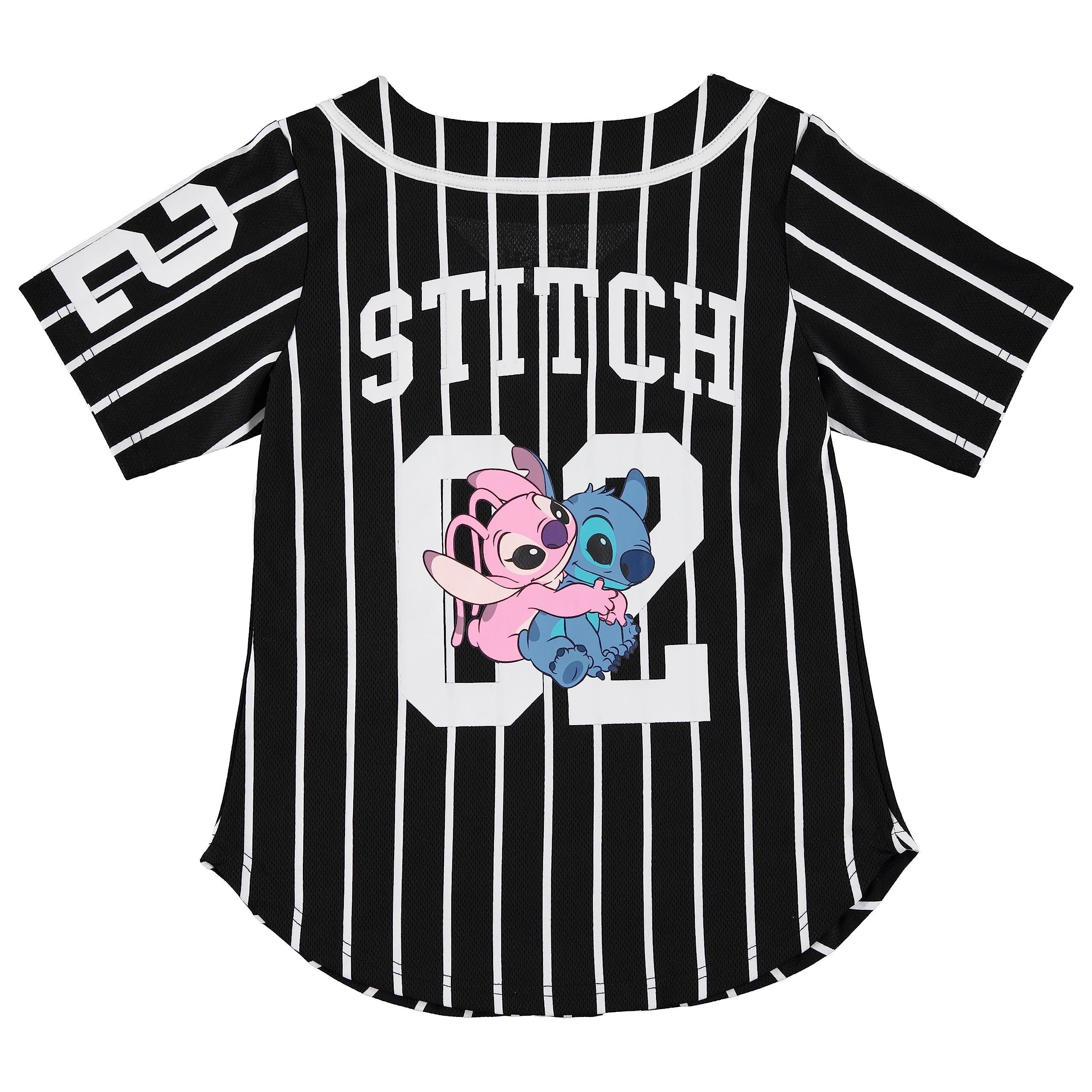 Disney Girls Baseball Jersey T-Shirt with Lilo & Stitch and Mickey Mouse- Girls Sizes 4-16 Hot Pink