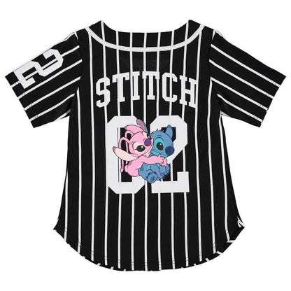 Disney Girls Baseball Jersey T-Shirt with Lilo & Stitch and Mickey Mouse- Girls Sizes 4-16 Hot Pink