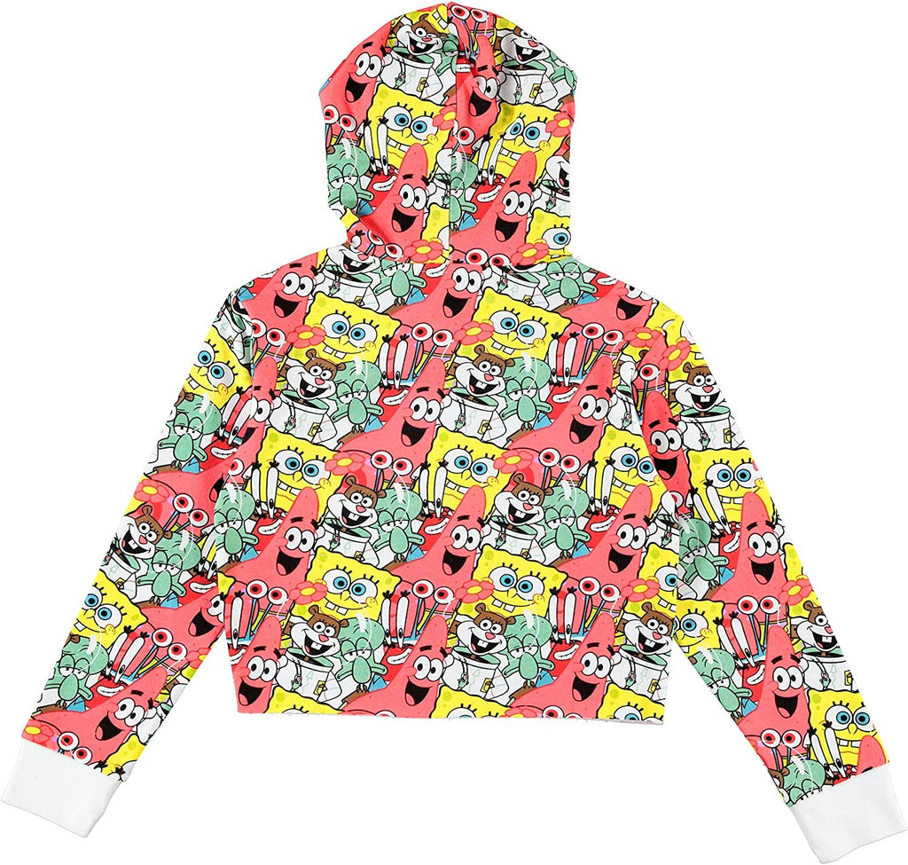 SpongeBob SquarePants Girls All Over Print Hoodie- Raw Edge Skimmer Hoodie Sizes 4-20