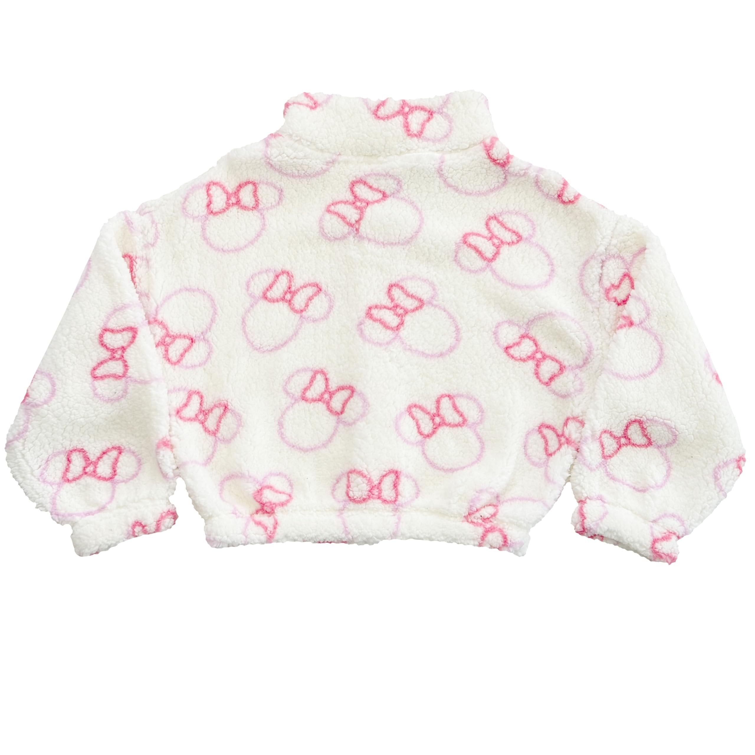 Disney Minnie Mouse Girls Sherpa Coat Jacket, Fleece Mock Neck Full Zip Coat for Little Girls 4-6X