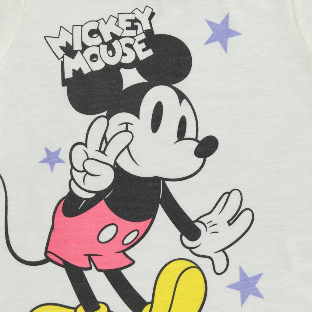 Disney Mickey Mouse Toddler Girls Short Sleeve T-Shirt- Toddler Sizes 2T-4T White
