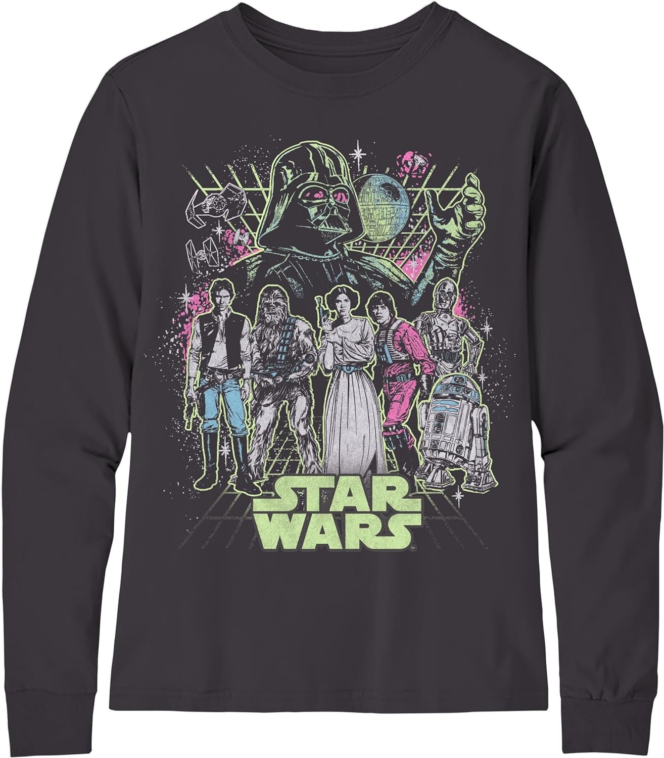 Boys' Star Wars Group Character and The Mandalorian Long Sleeve Crewneck T-Shirt Galactic Heroes Unite- Little and Big Boys Sizes XS-XL