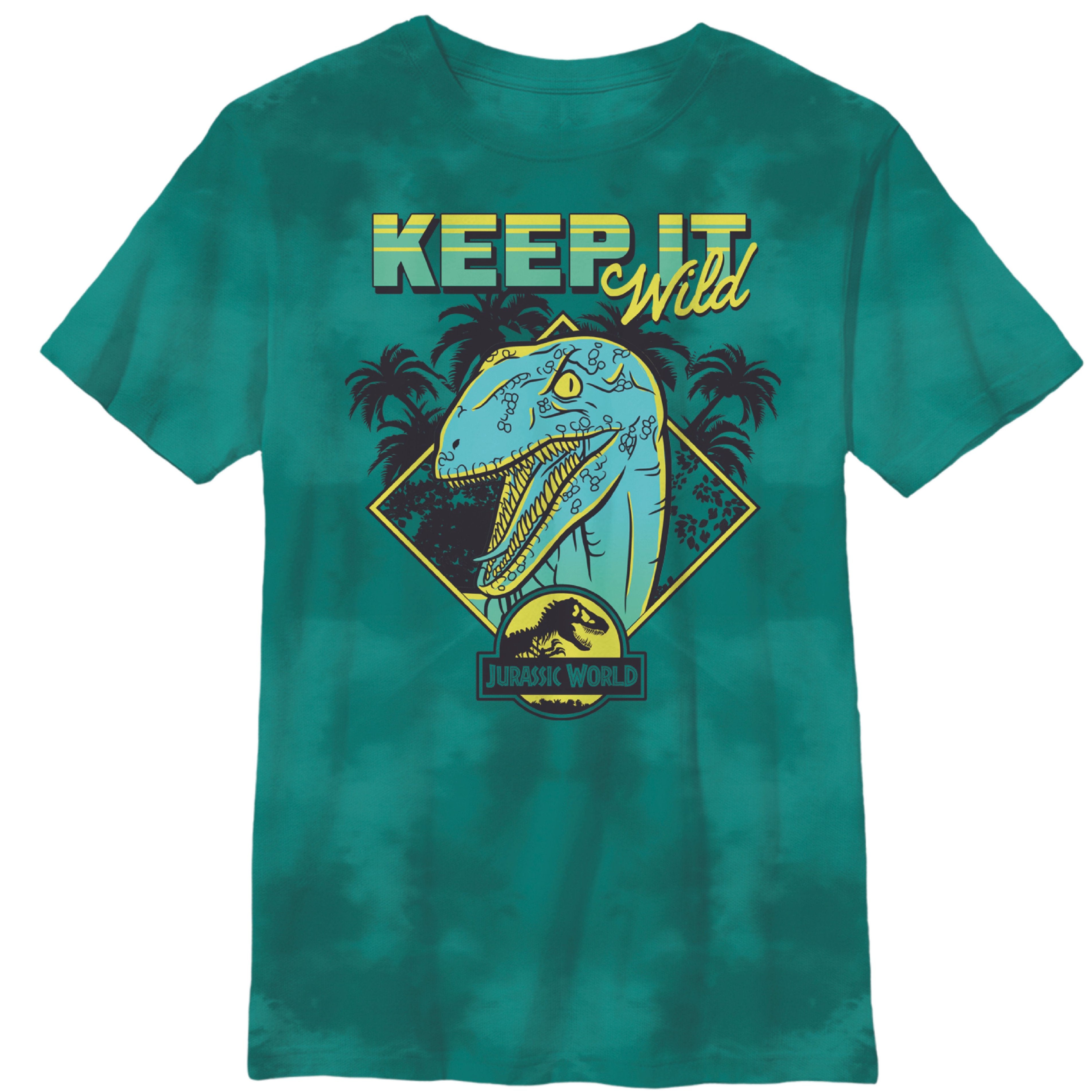 Jurassic World Boys Split Vertical Short Sleeve Tyrannosaurus Rex Dinosaur T-Shirt, Boys Sizes 8-16 (10/12, Black)