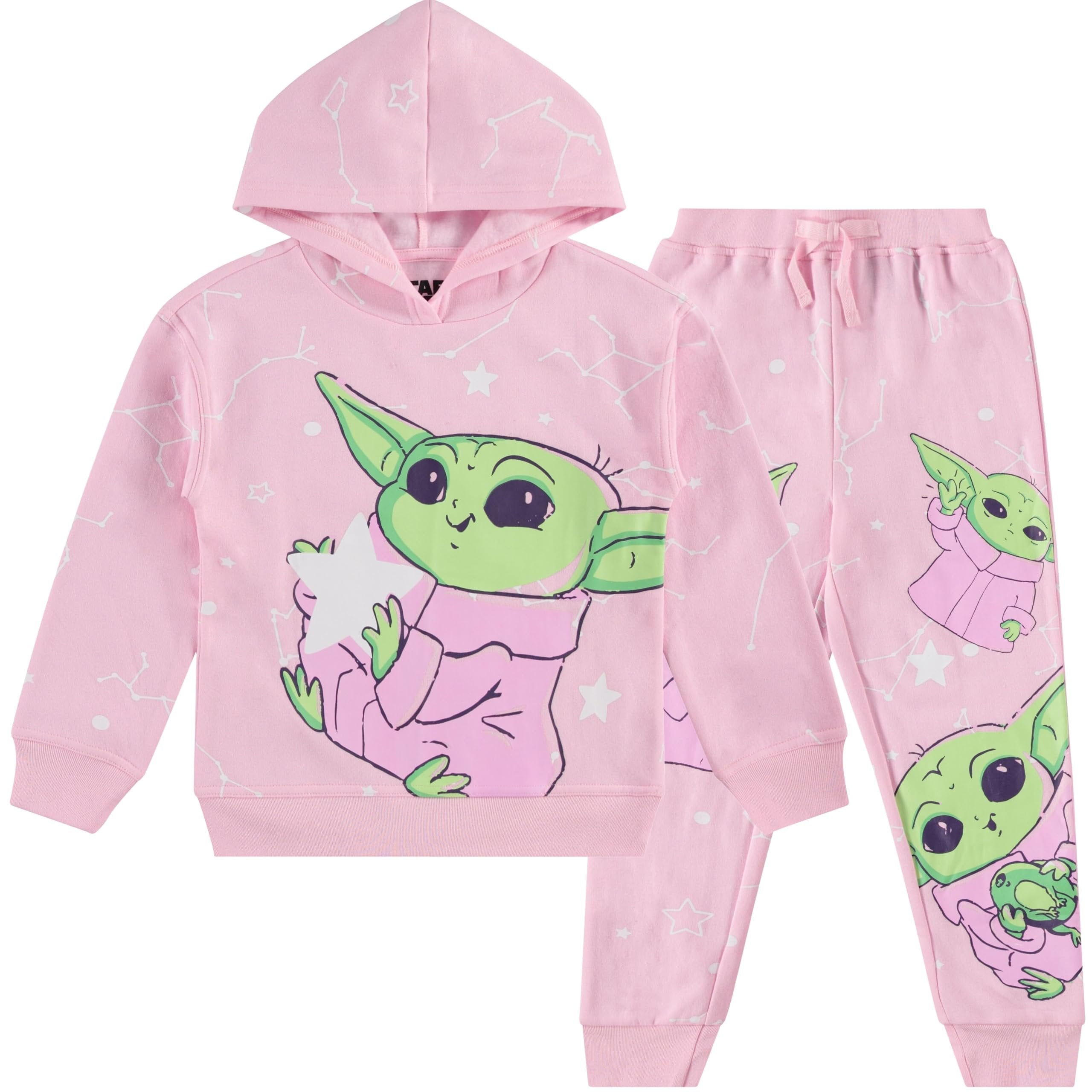 STAR WARS Girls Baby Yoda Clothing Set - Baby Yoda Sweatshirt Hoodie and Jogger - 2-Piece Outfit Set - Sizes 4-16
