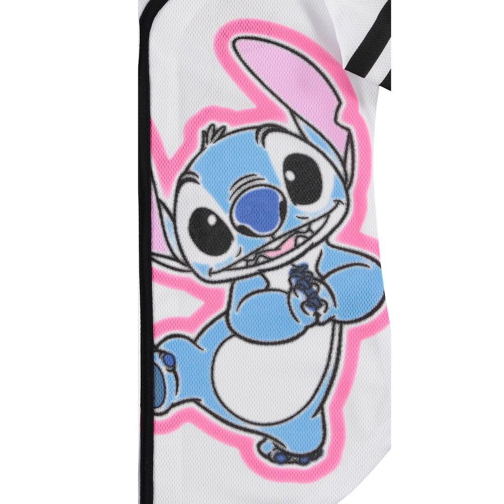 Disney Girls Baseball Jersey T-Shirt with Lilo & Stitch and Mickey Mouse- Girls Sizes 4-16 Hot Pink