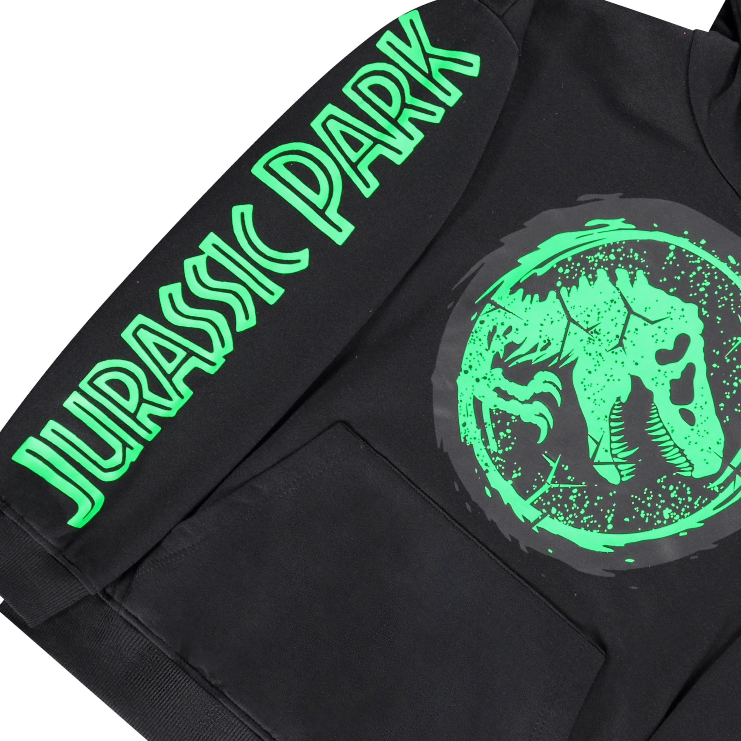 Jurassic World Boys Pullover Hoodie, Dinosaur Graphic Fleece Sweatshirt, Black, Sizes 4–20